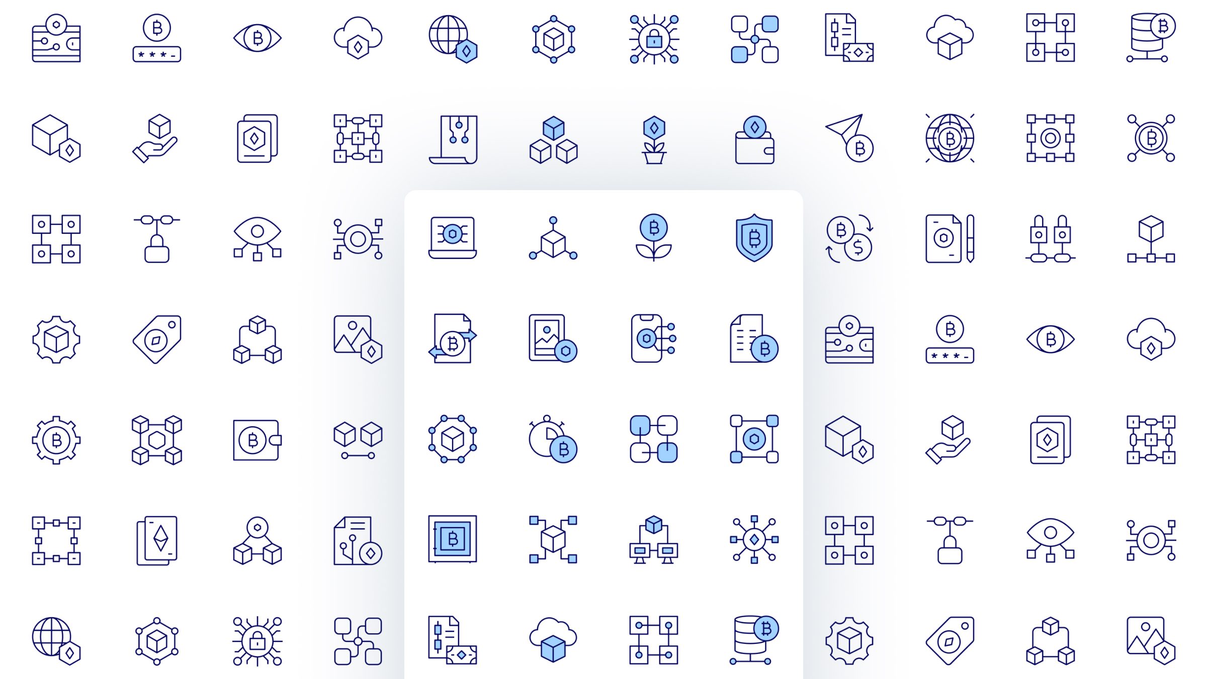 Blockchain Icon Set. Duotone Line Style 2