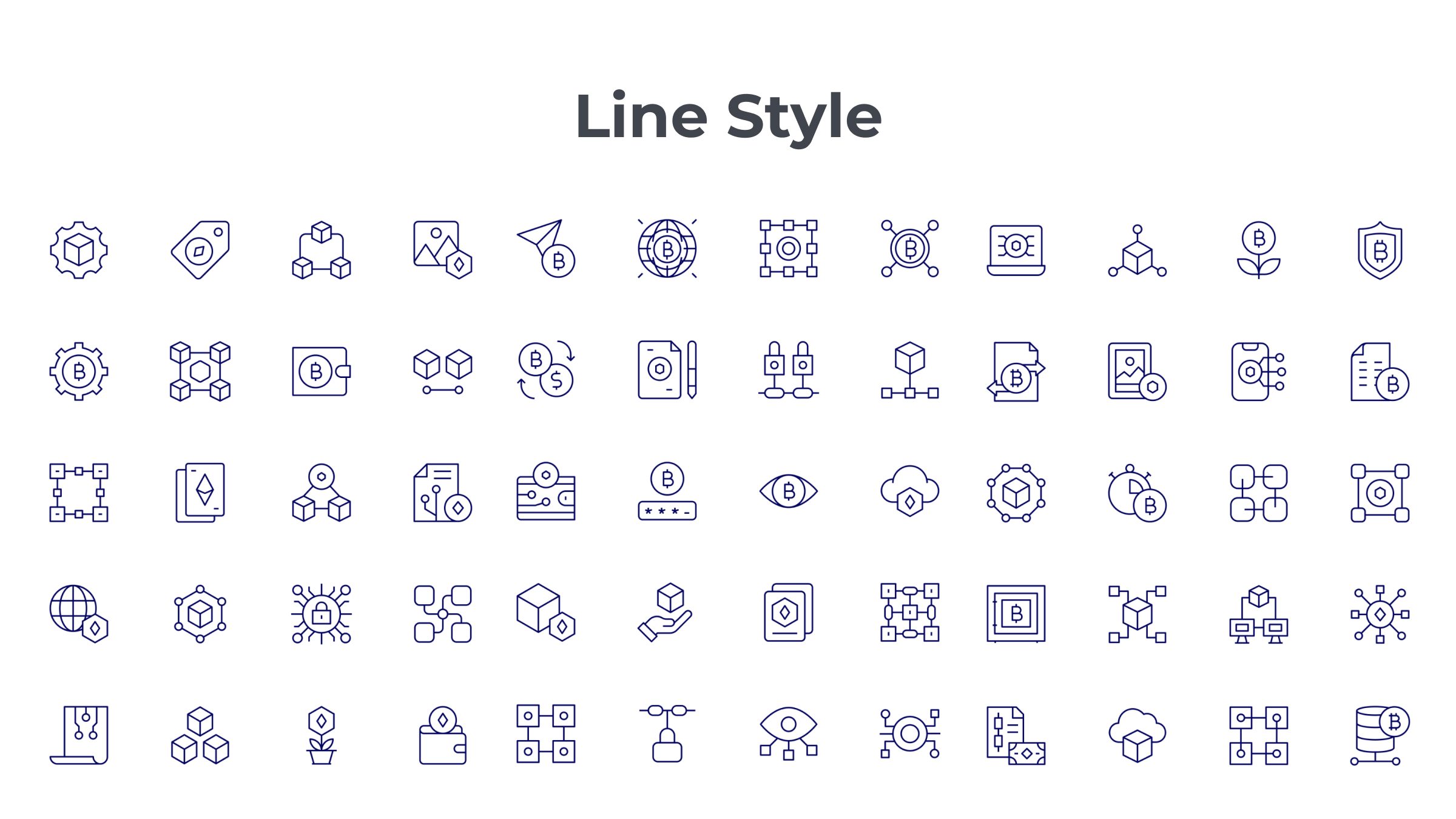 Blockchain Icon Set. Duotone Line Style 7