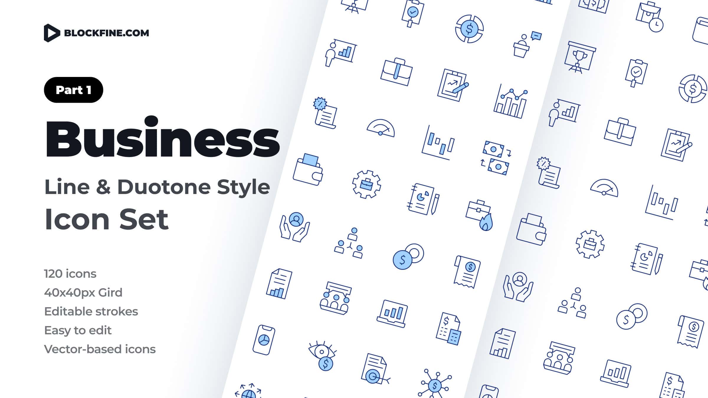 Business Icon Set. Duotone Line Style. Part 1 1