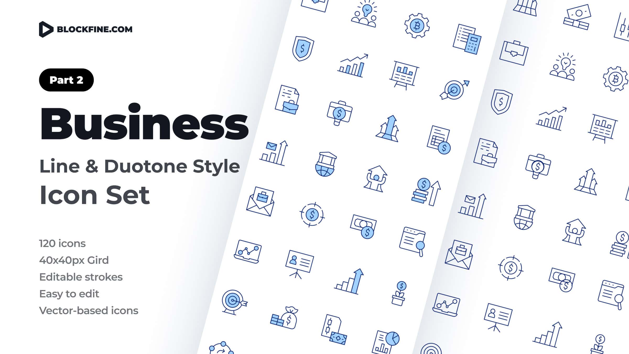 Business Icon Set. Duotone Line Style. Part 2 1