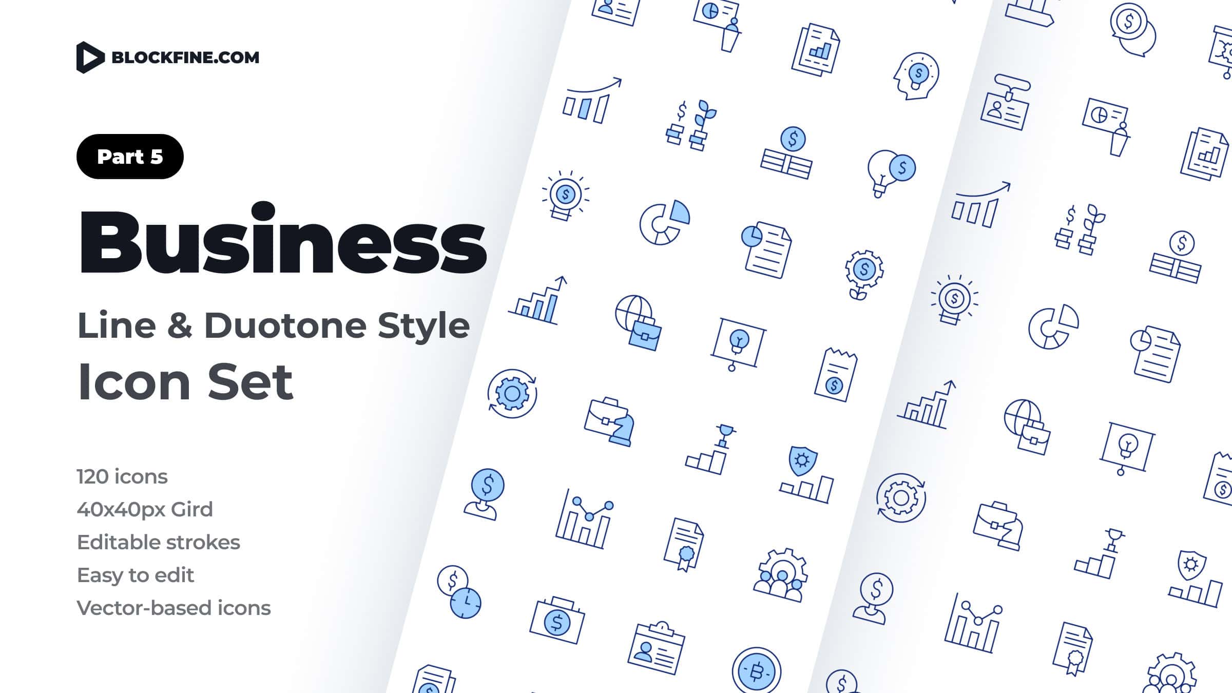 Business Icon Set. Duotone Line Style. Part 5 1