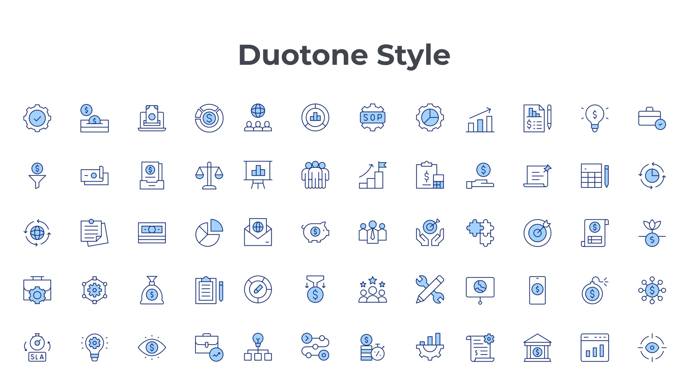 Business Icon Set. Duotone Line Style. Part 6 6