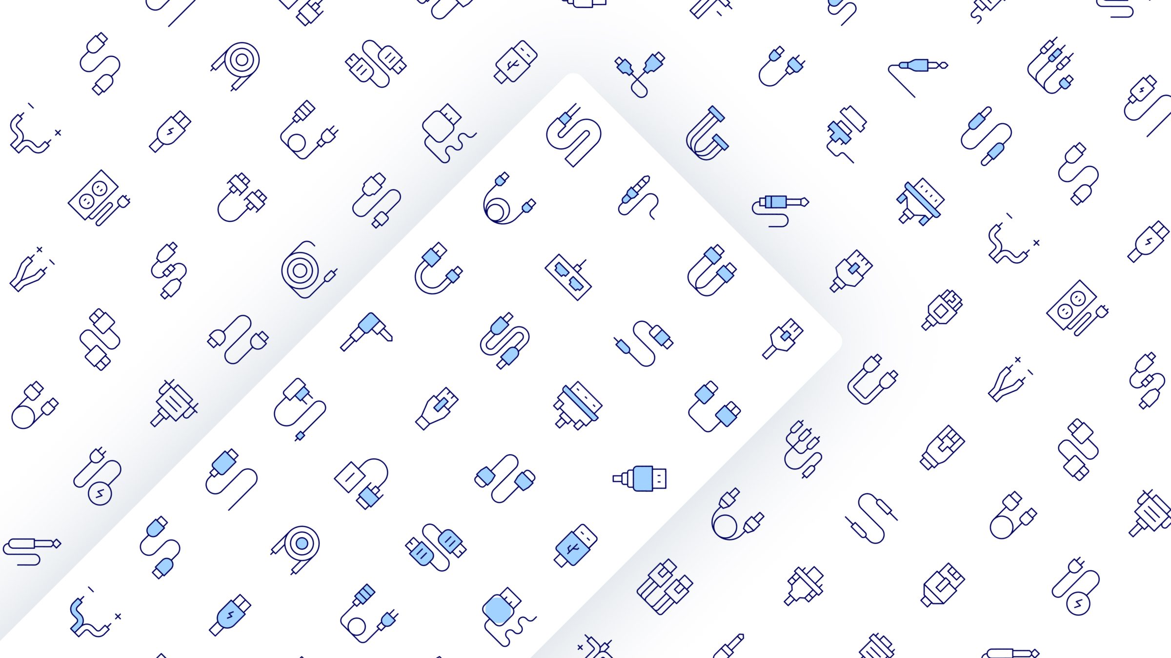 Cable Icon Set. Duotone Line Style 3