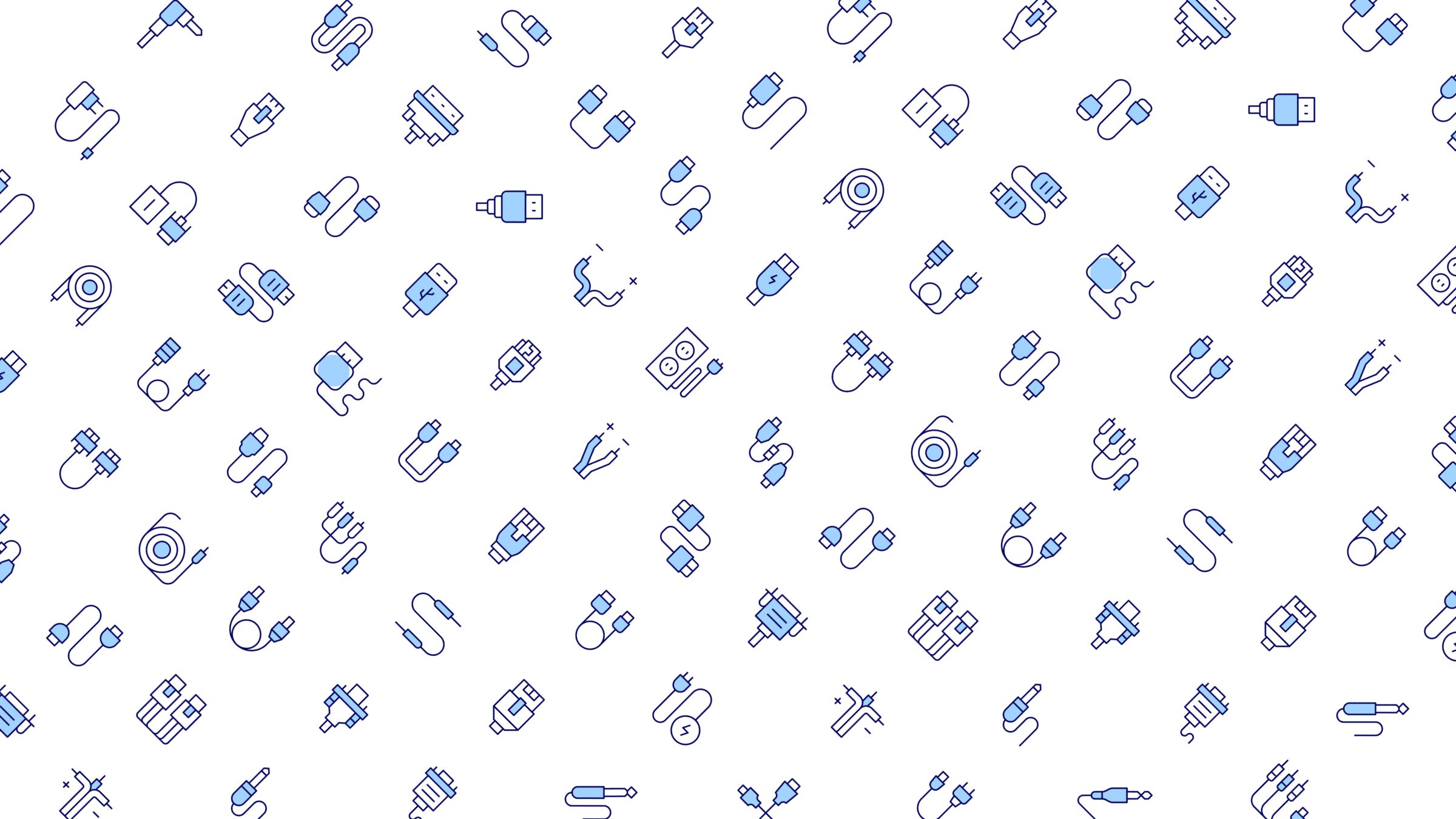 Cable Icon Set. Duotone Line Style 4