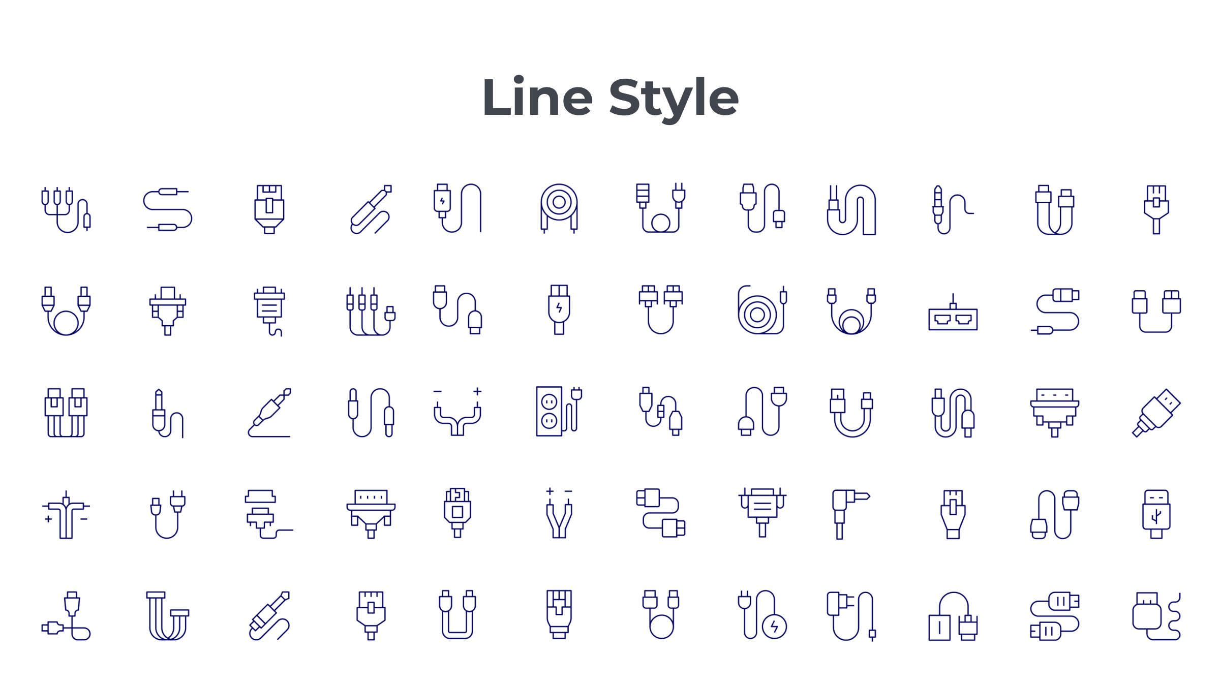 Cable Icon Set. Duotone Line Style 7