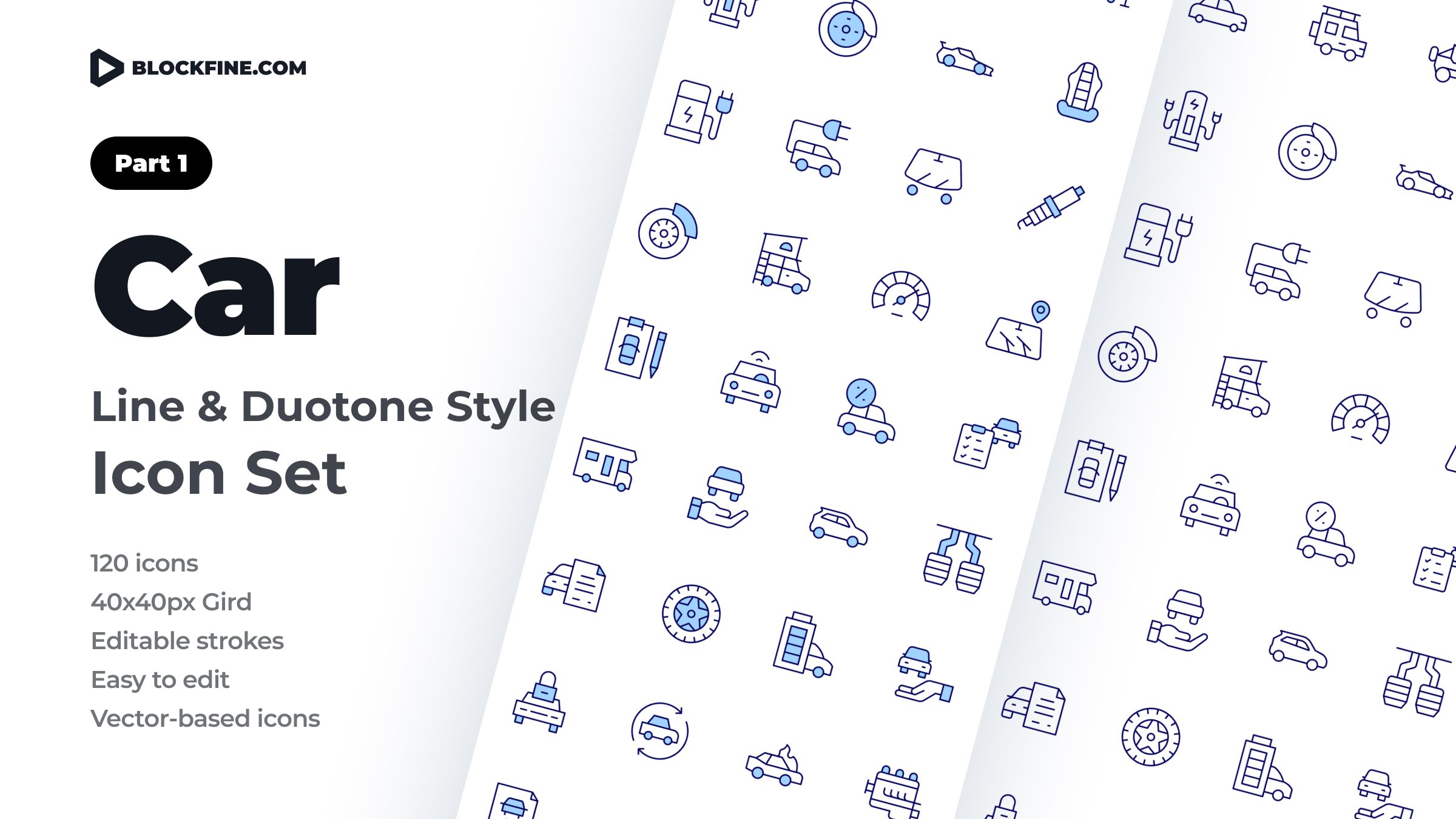 Car Icon Set. Duotone Line Style. Part 1 1