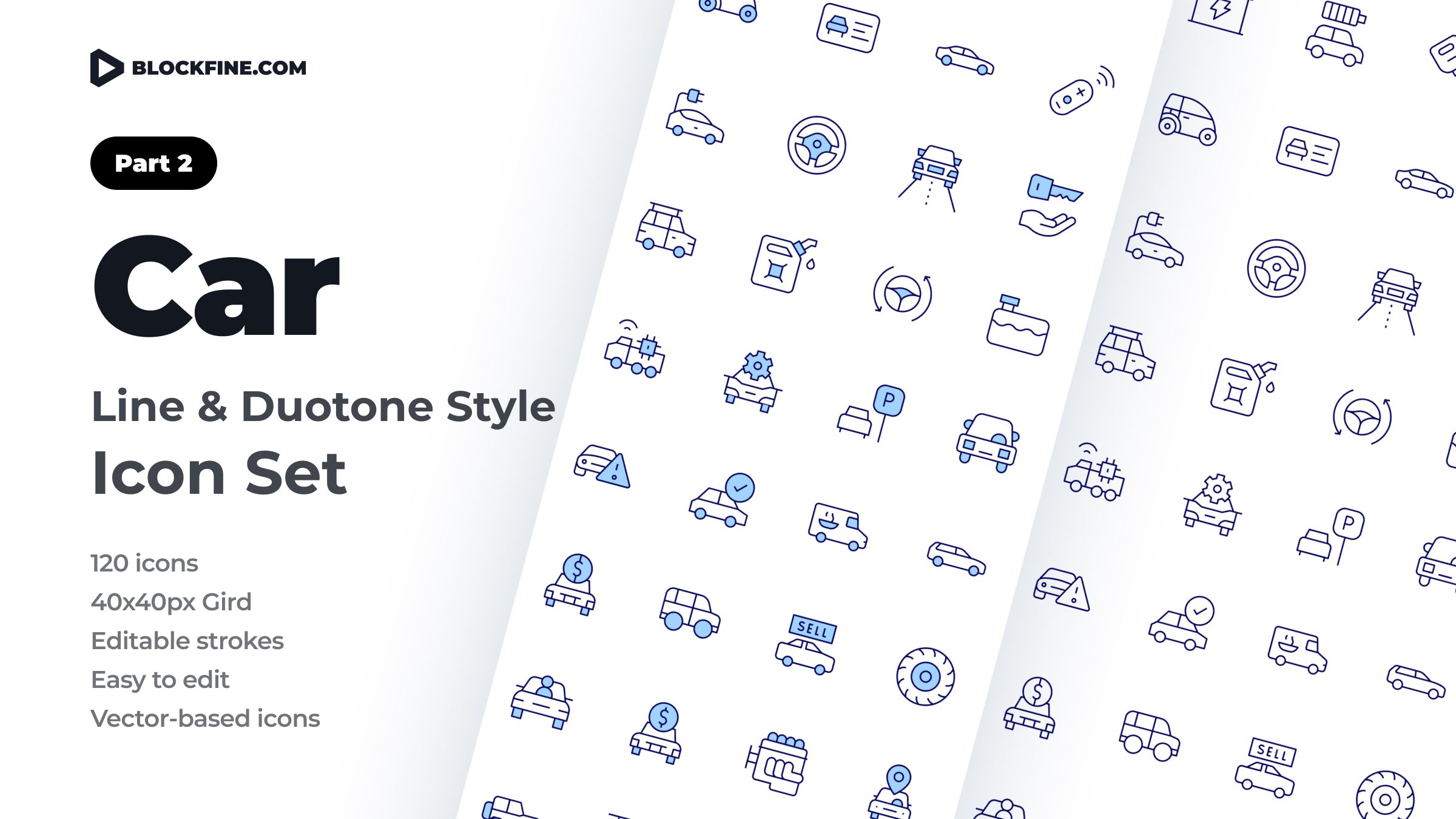 Car Icon Set. Duotone Line Style. Part 2 1