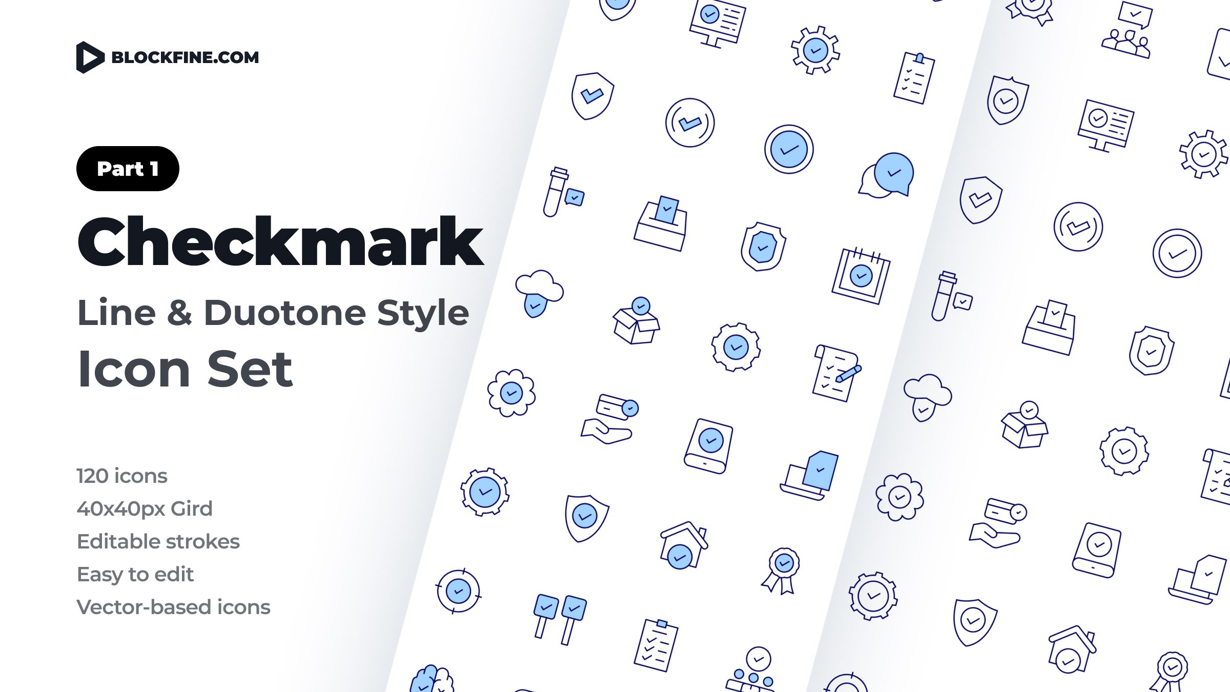 Checkmark Icon Set. Duotone Line Style. Part 1 1