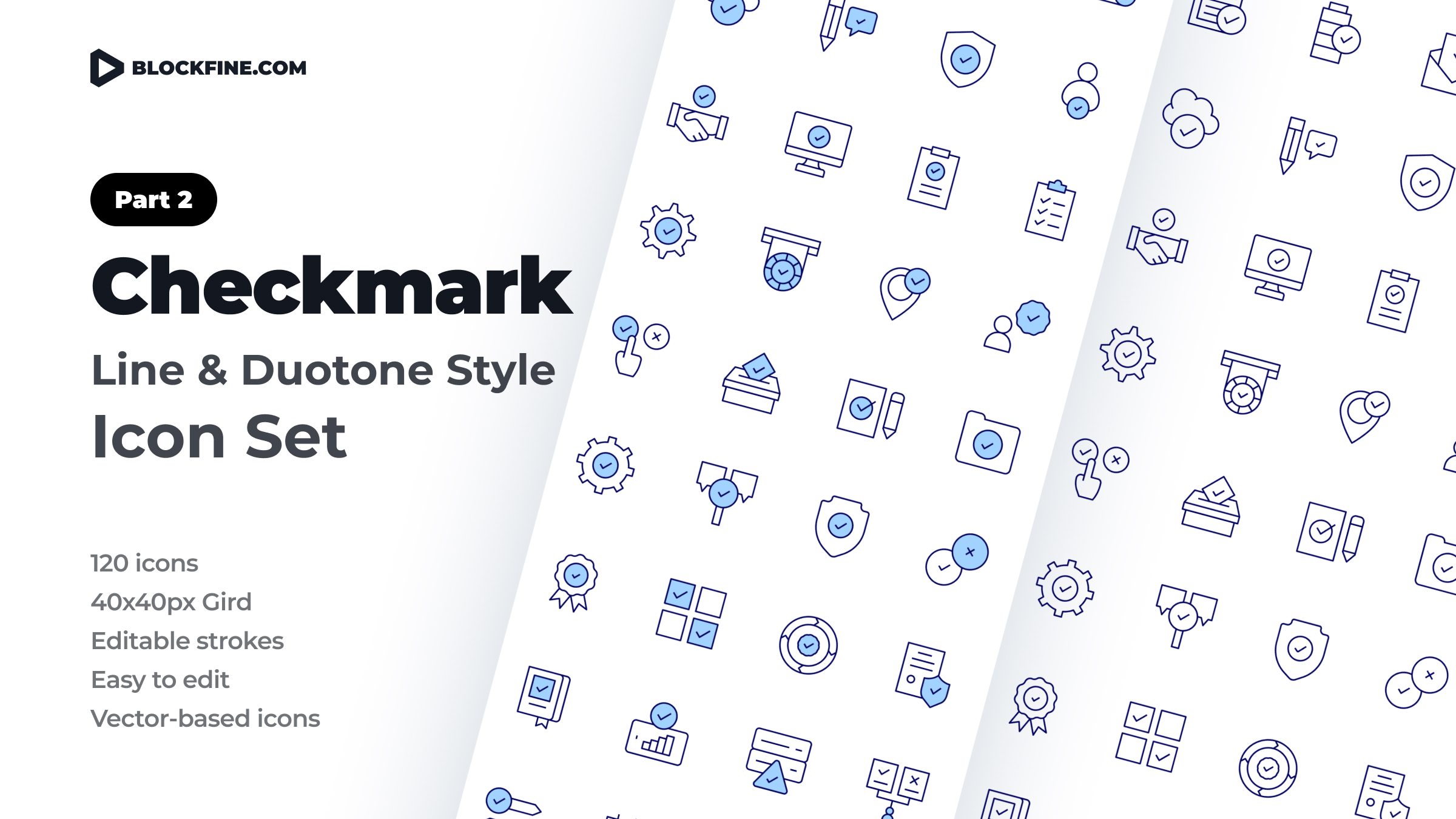 Checkmark Icon Set. Duotone Line Style. Part 2 1