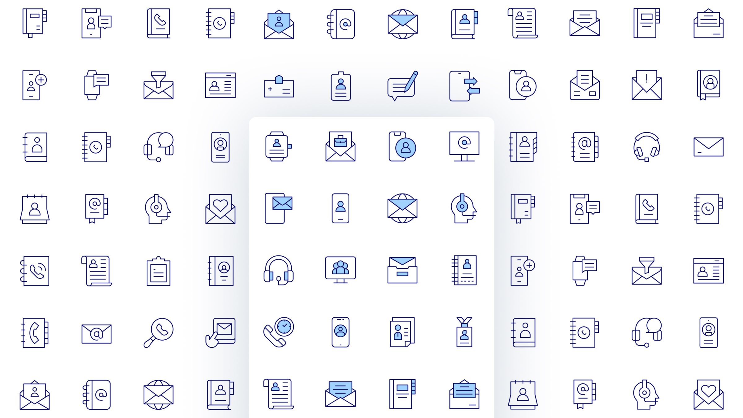 Contact Icon Set. Duotone Line Style 2