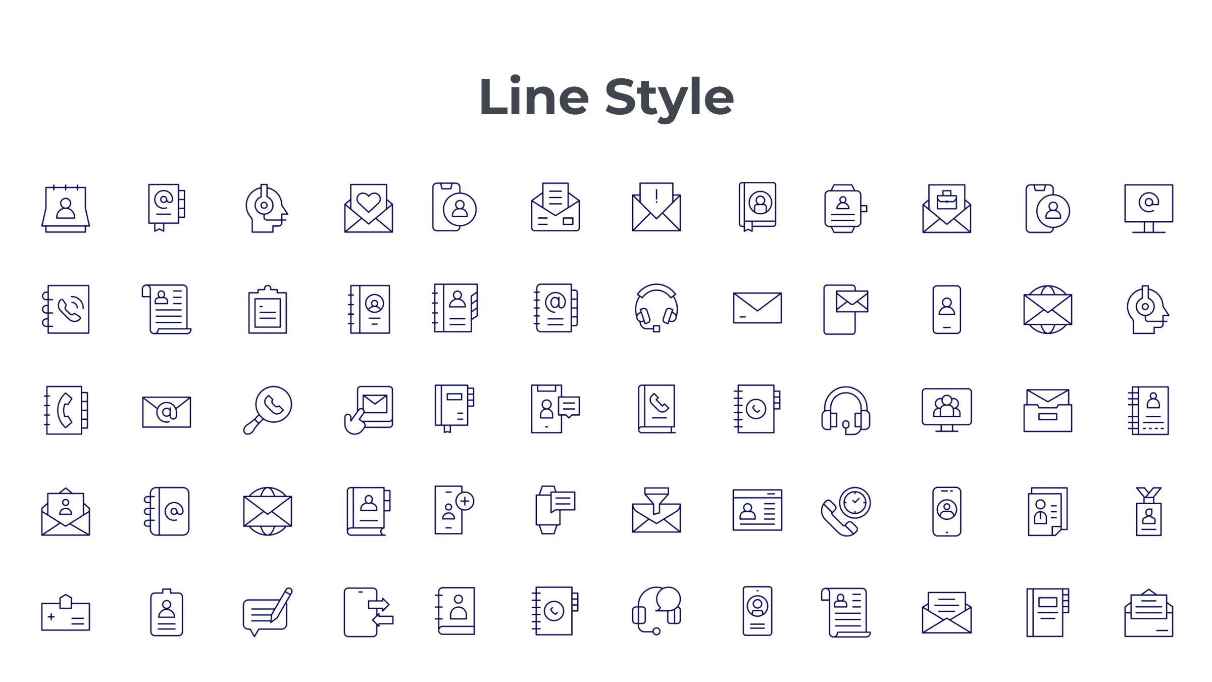 Contact Icon Set. Duotone Line Style 7