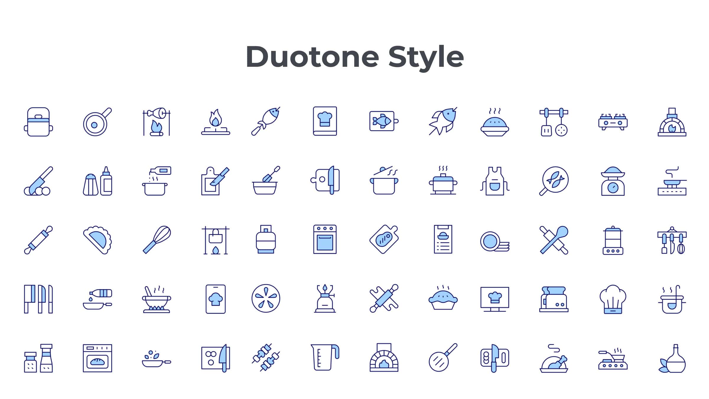 Cooking Icon Set. Duotone Line Style 6