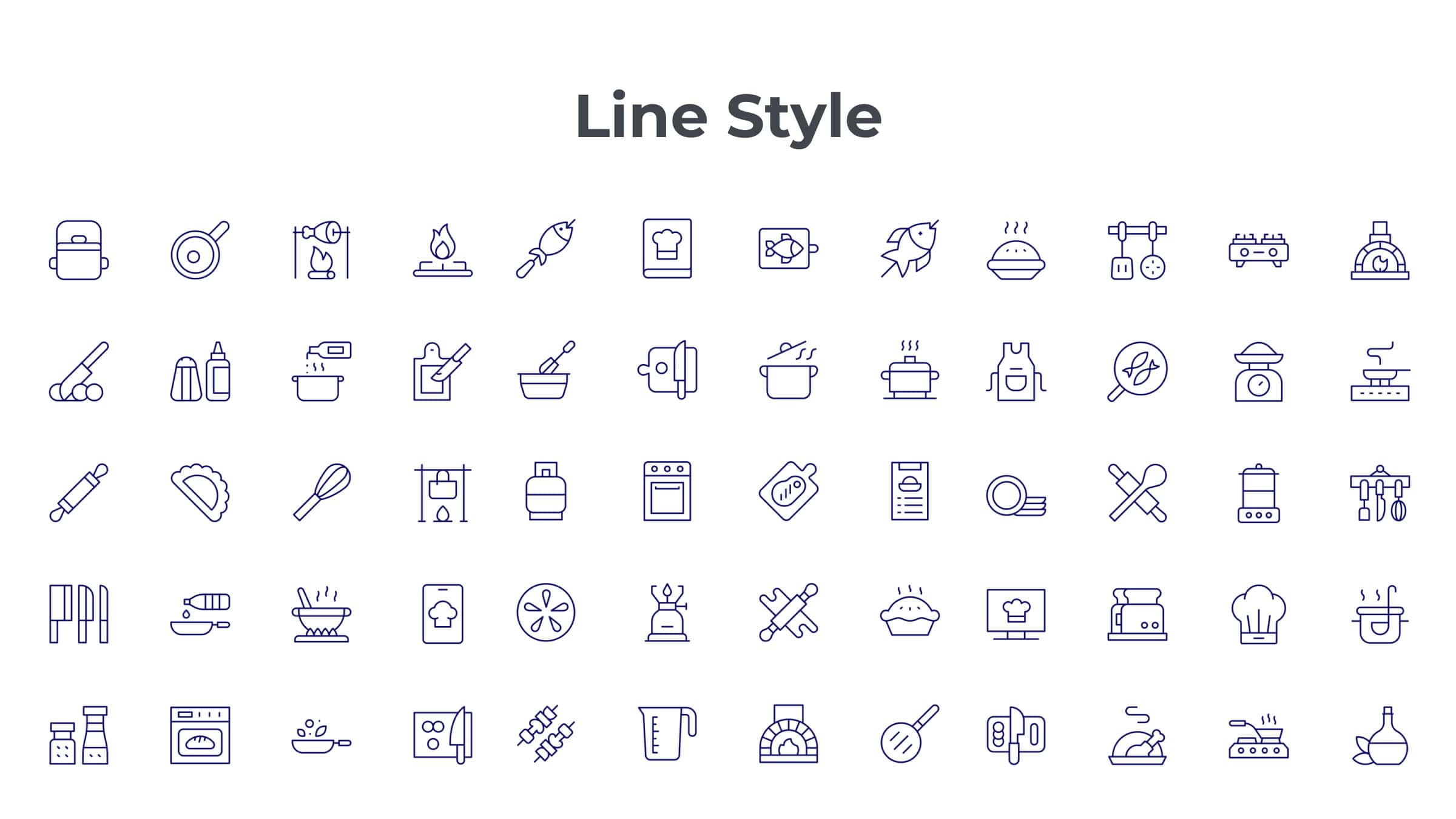 Cooking Icon Set. Duotone Line Style 7