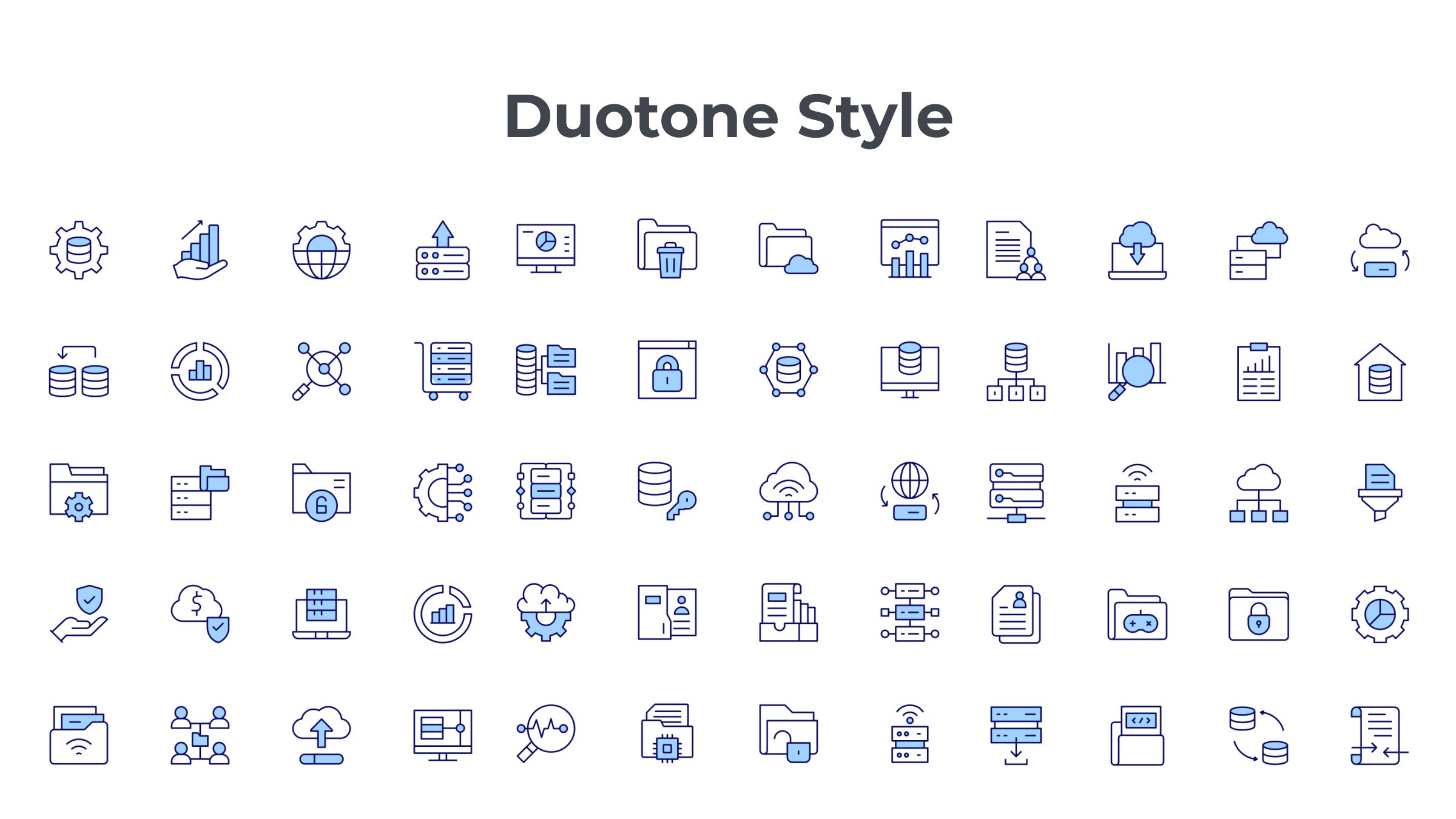 Data Icon Set. Duotone Line Style. Part 1 6