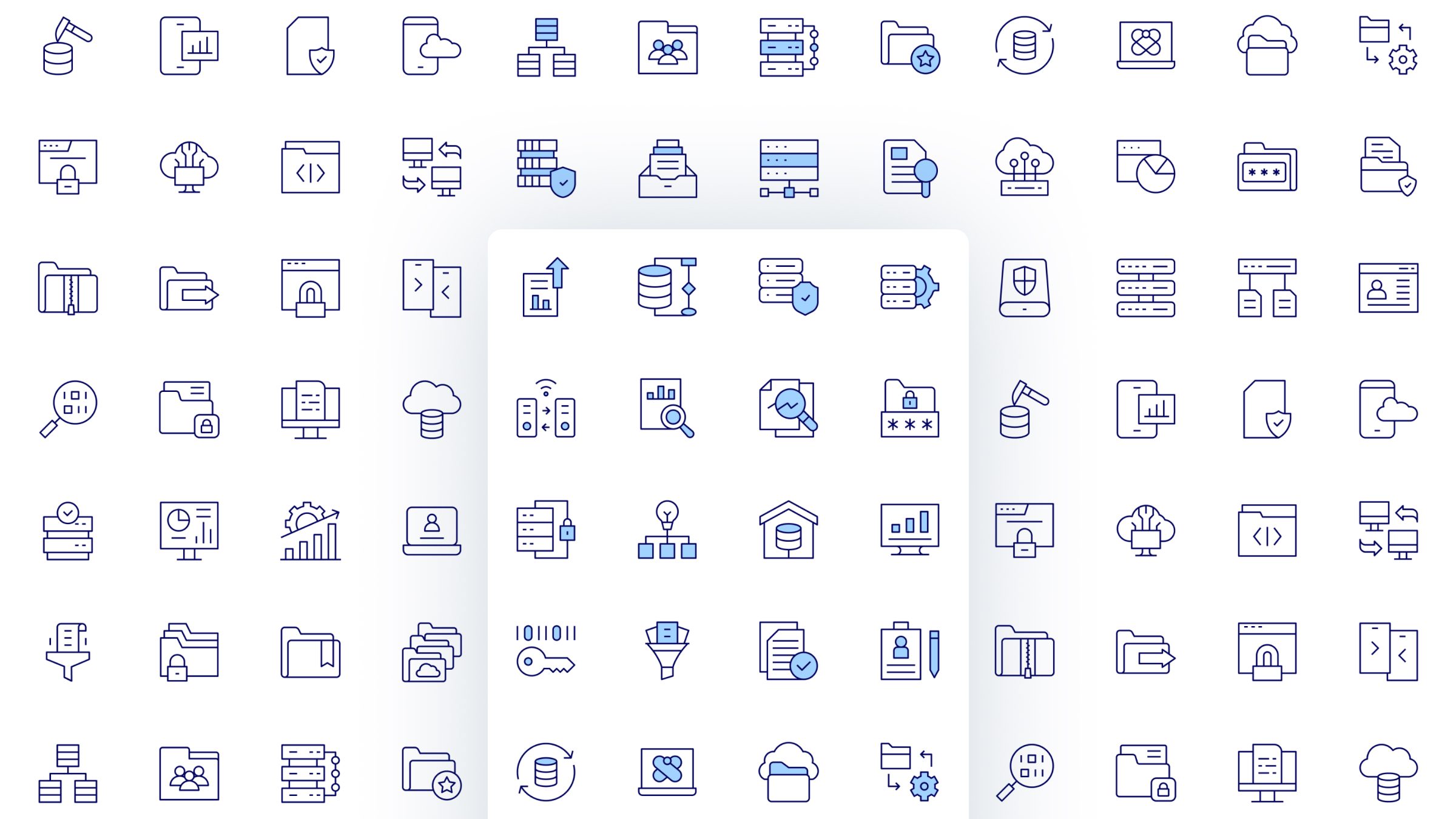 Data Icon Set. Duotone Line Style. Part 2 2