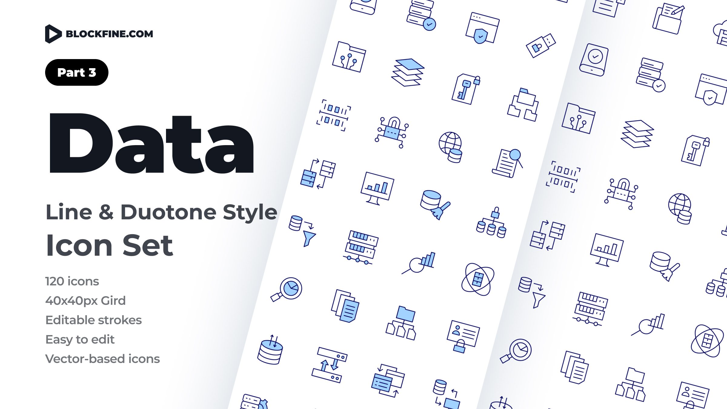 Data Icon Set. Duotone Line Style. Part 3 1