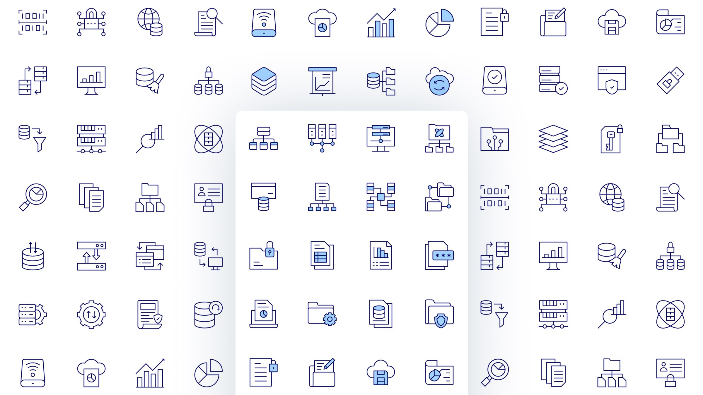 Data Icon Set. Duotone Line Style. Part 3 2