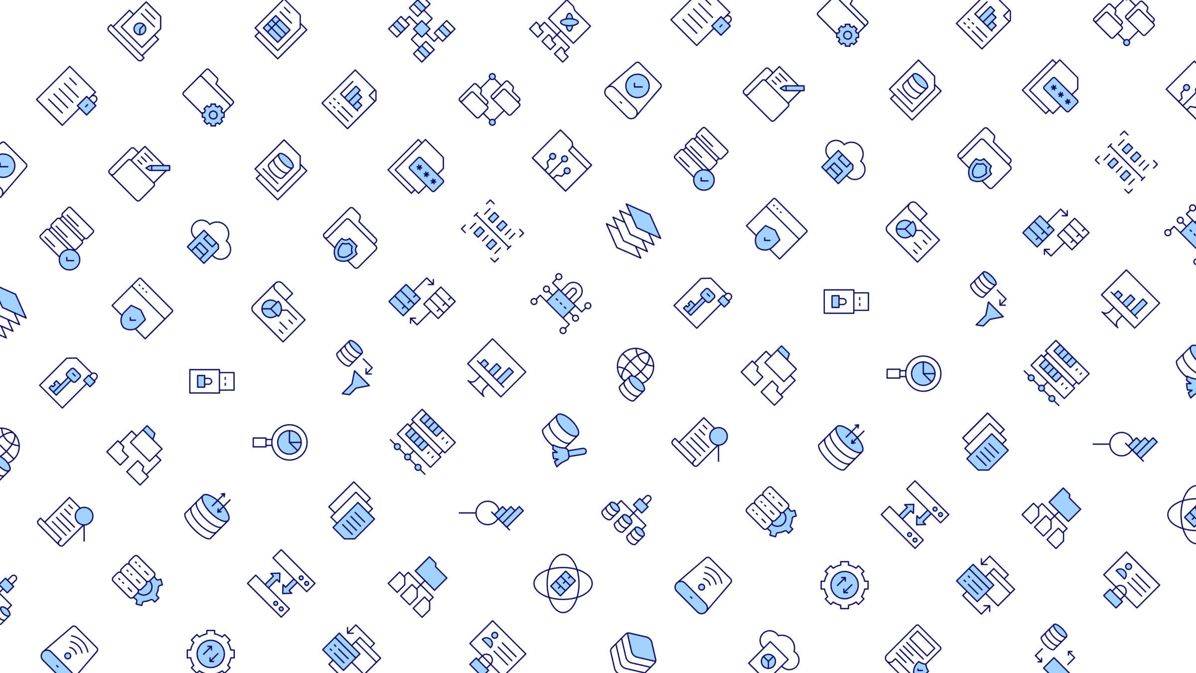 Data Icon Set. Duotone Line Style. Part 3 4