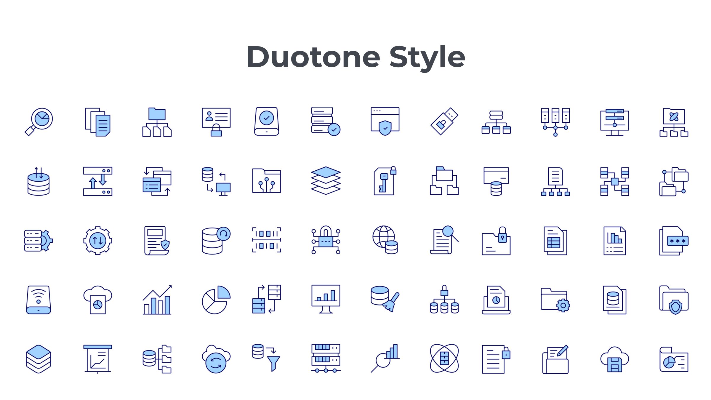 Data Icon Set. Duotone Line Style. Part 3 6