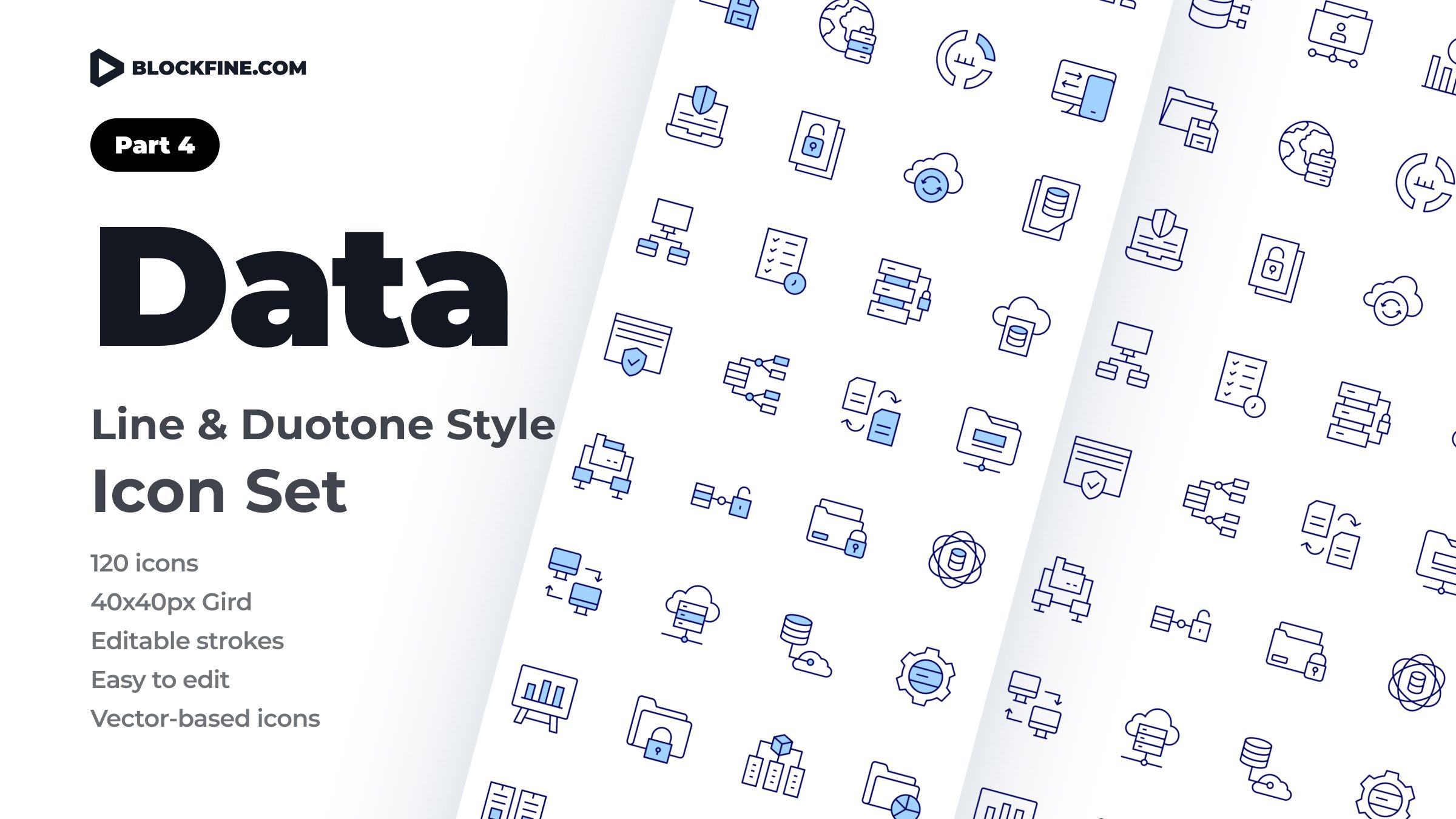 Data Icon Set. Duotone Line Style. Part 4 1