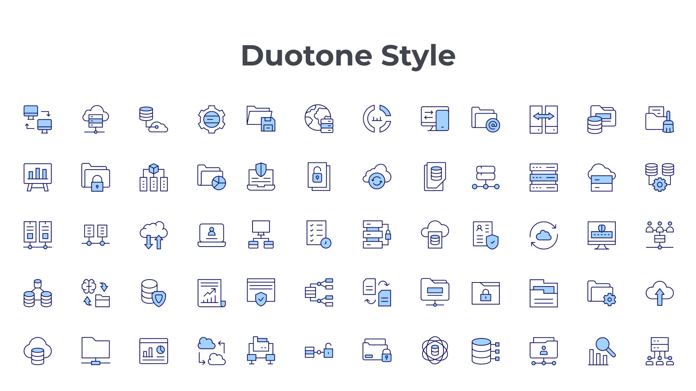 Data Icon Set. Duotone Line Style. Part 4 6