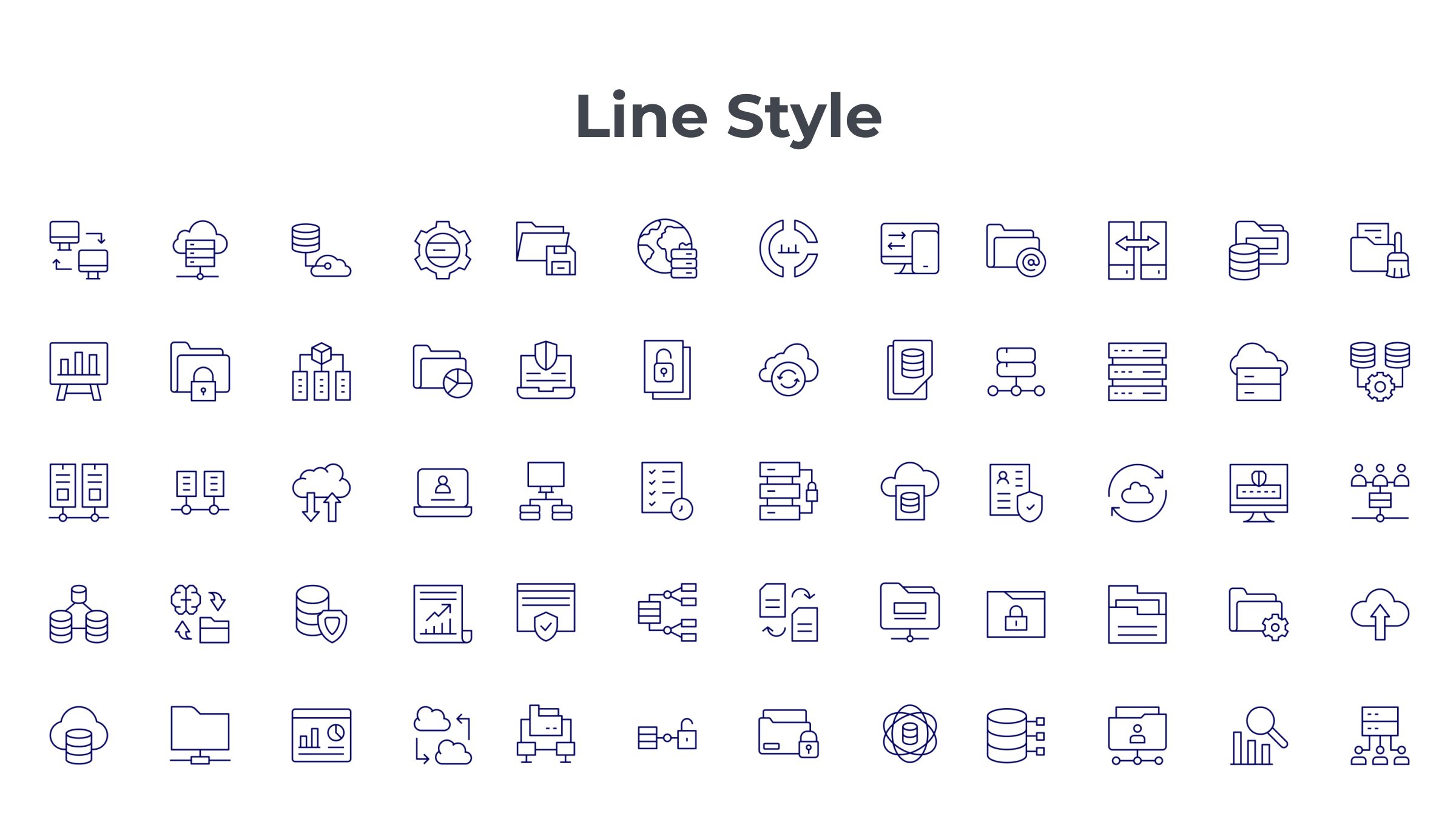 Data Icon Set. Duotone Line Style. Part 4 7