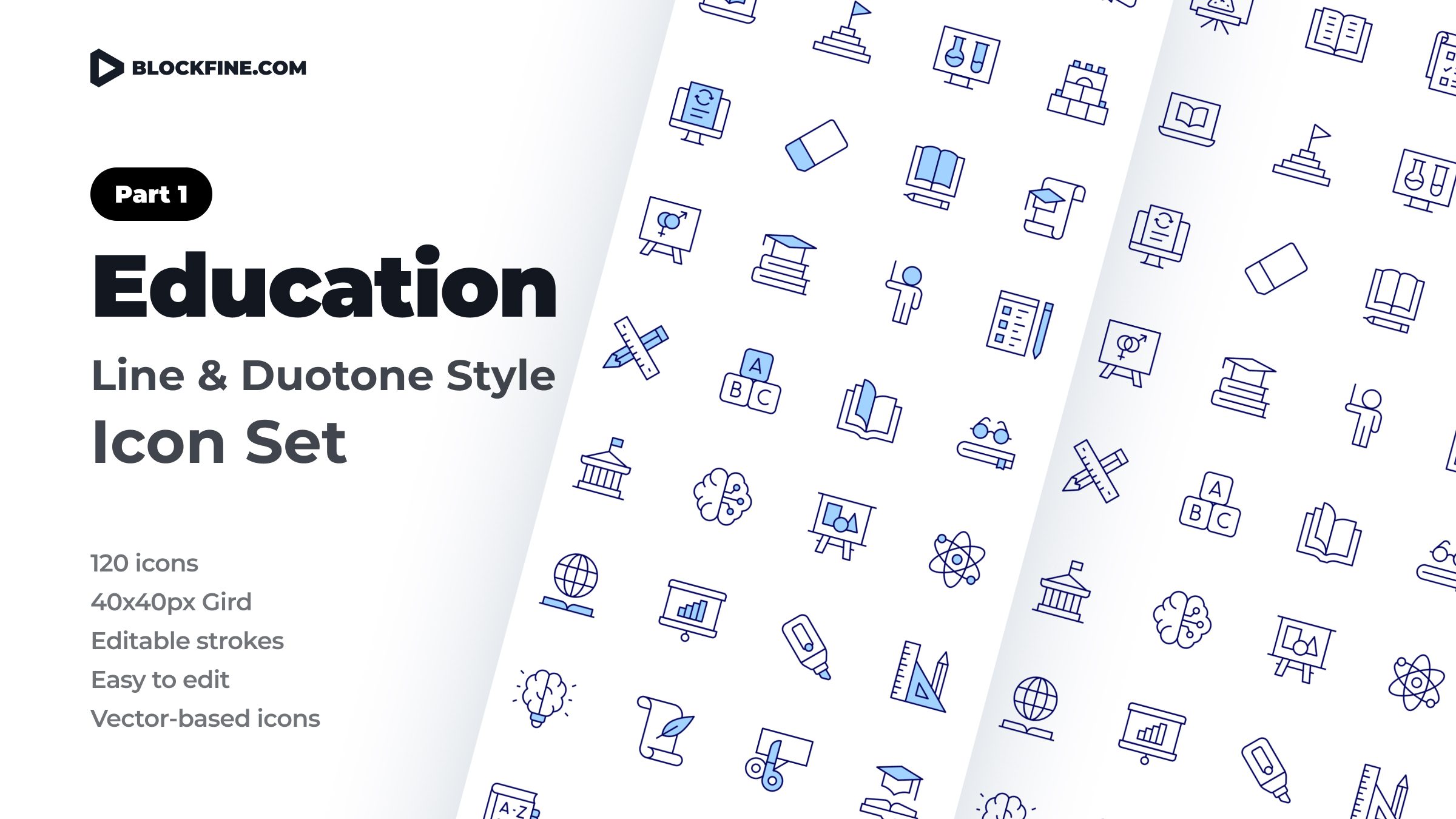 Education Icon Set. Duotone Line Style. Part 1 1