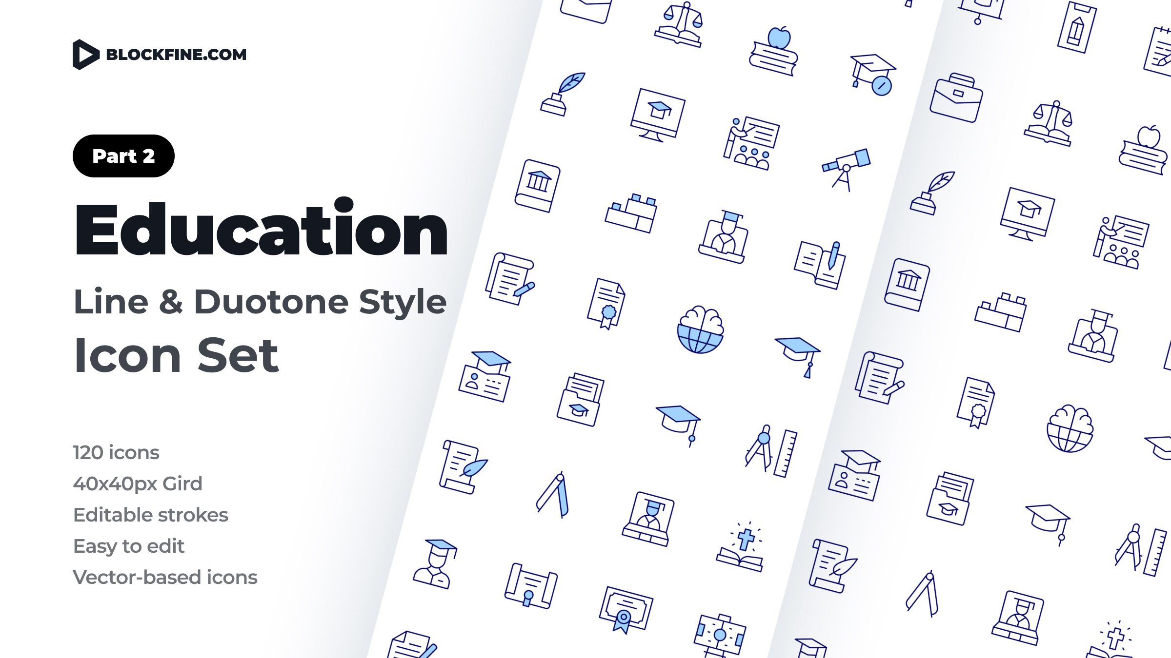 Education Icon Set. Duotone Line Style. Part 2 1