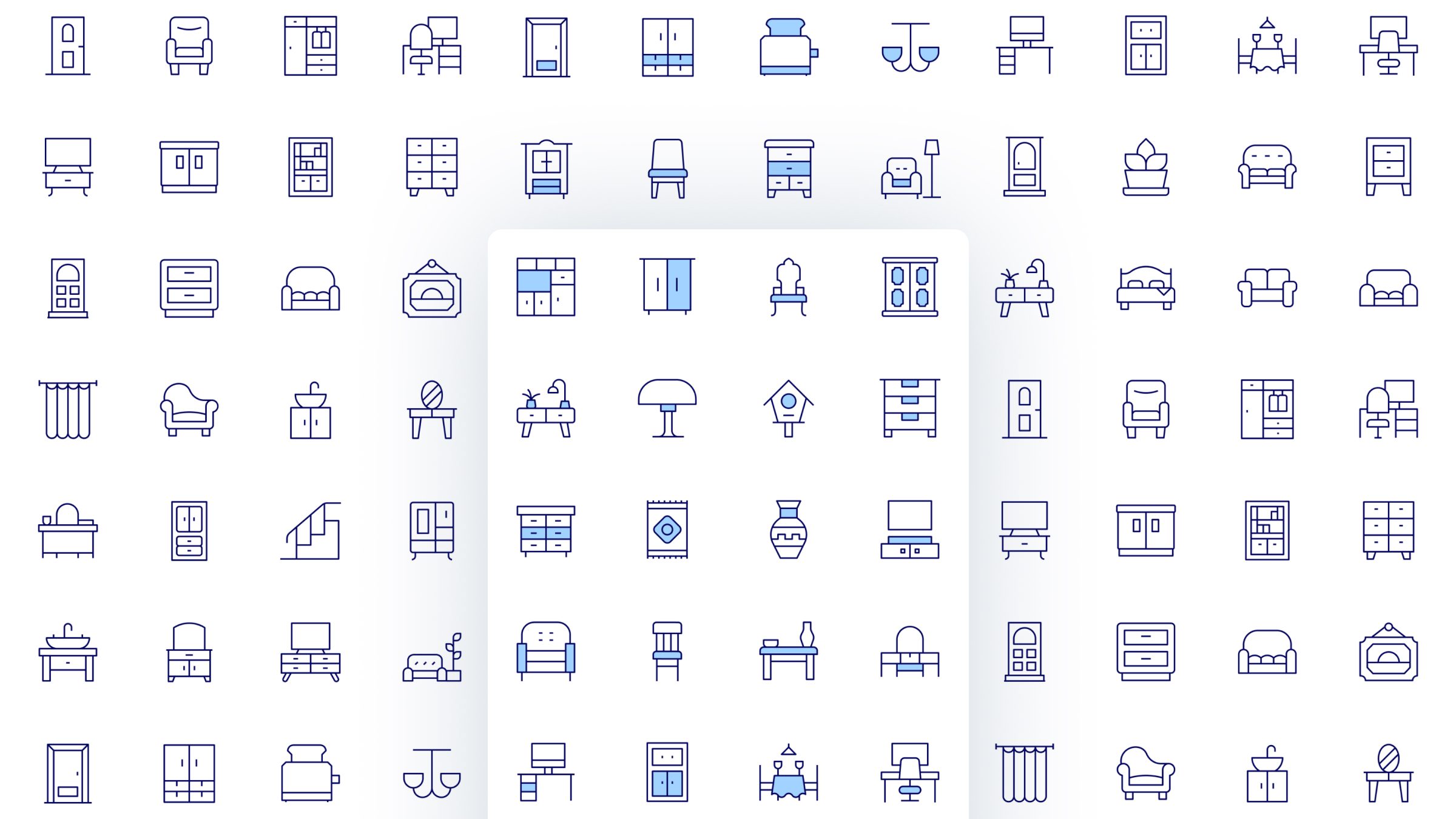 Home Furniture Icon Set. Duotone Line Style. Part 1 2