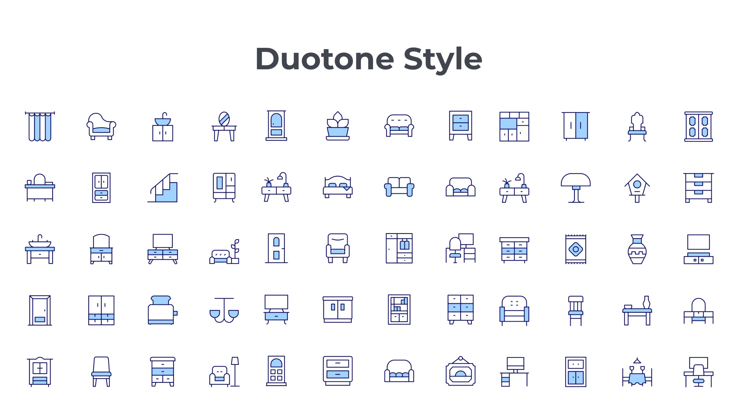 Home Furniture Icon Set. Duotone Line Style. Part 1 6