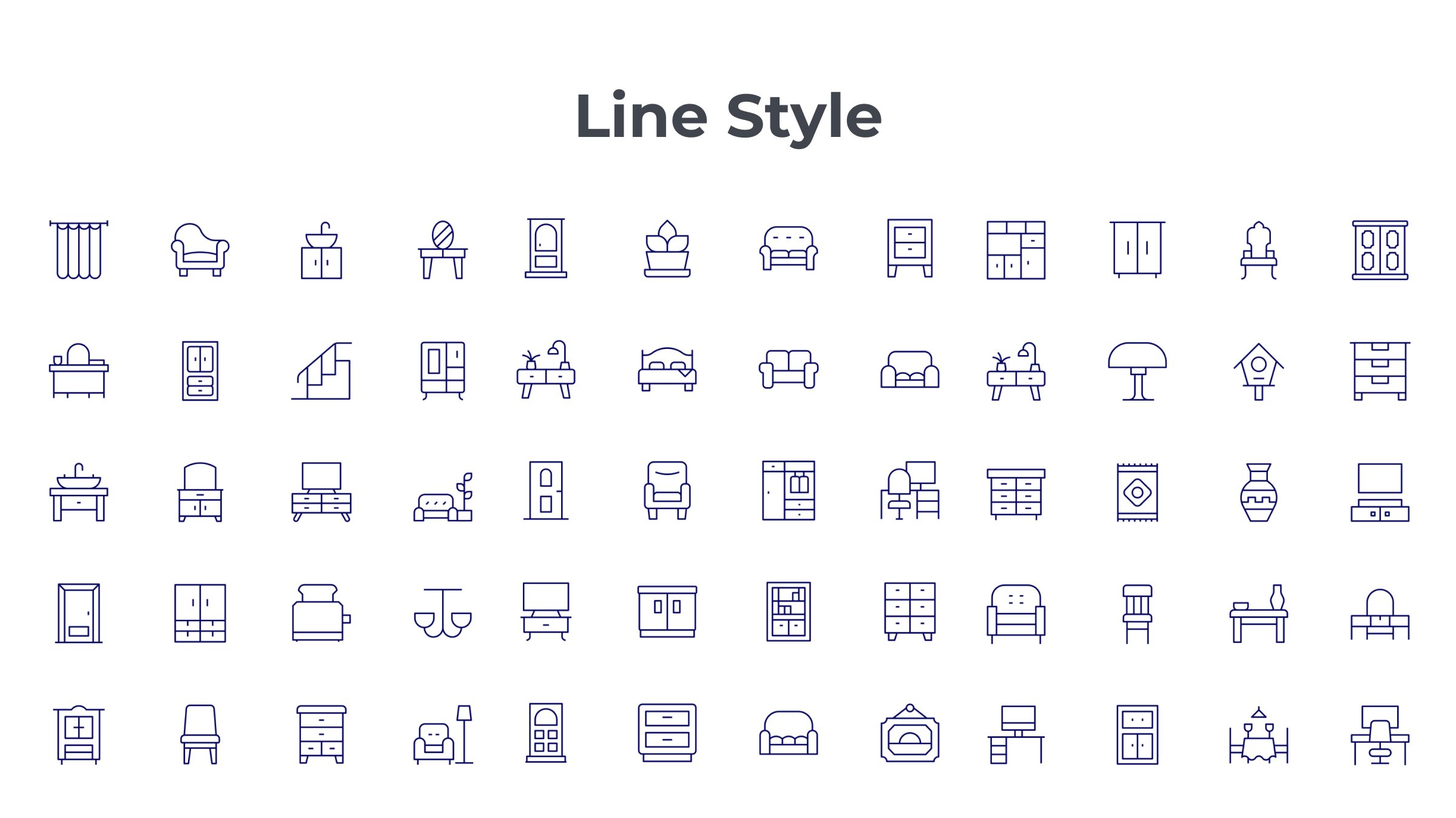 Home Furniture Icon Set. Duotone Line Style. Part 1 7