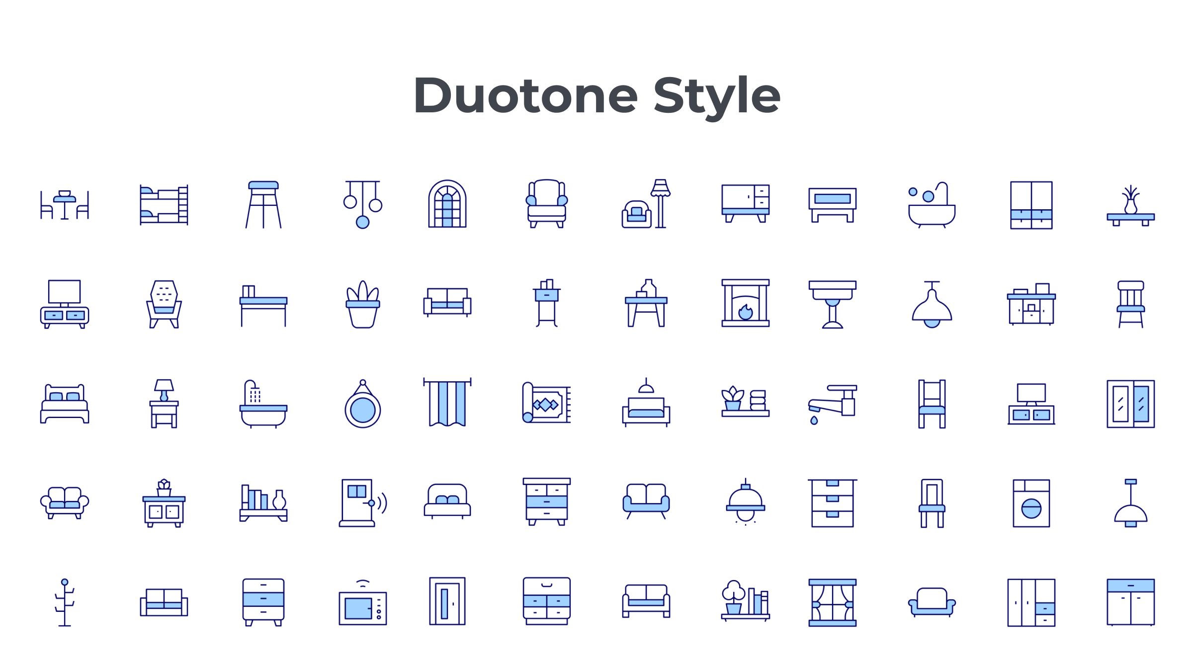 Home Furniture Icon Set. Duotone Line Style. Part 2 6