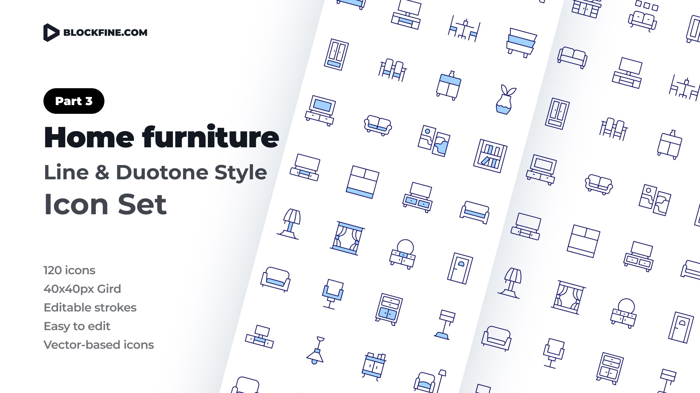 Home Furniture Icon Set. Duotone Line Style. Part 3 1