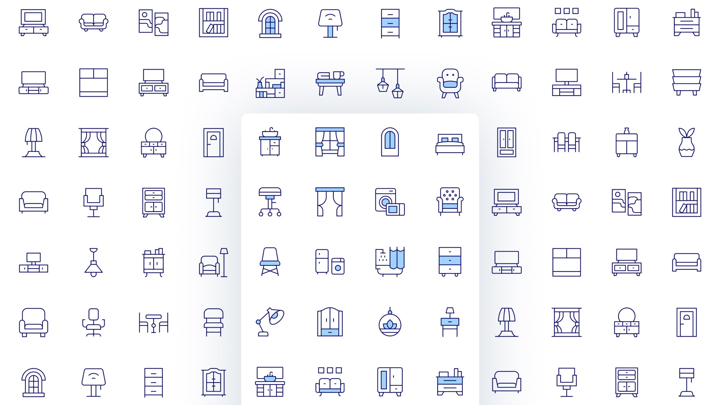 Home Furniture Icon Set. Duotone Line Style. Part 3 2