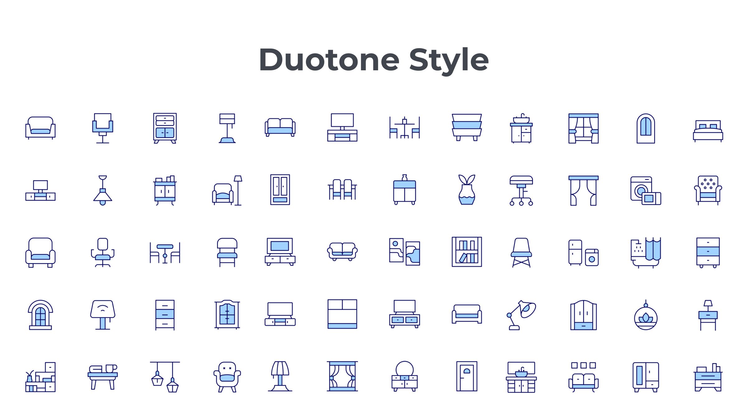 Home Furniture Icon Set. Duotone Line Style. Part 3 6