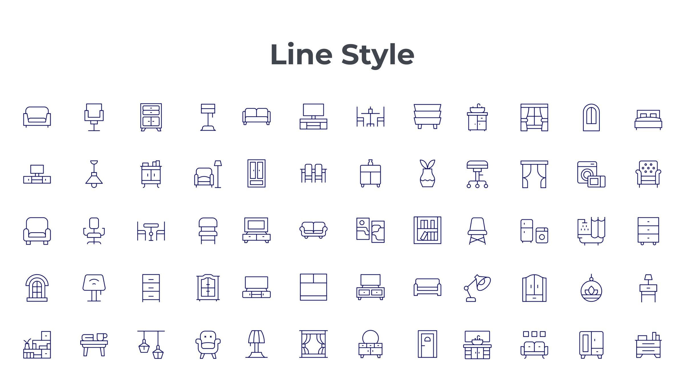 Home Furniture Icon Set. Duotone Line Style. Part 3 7