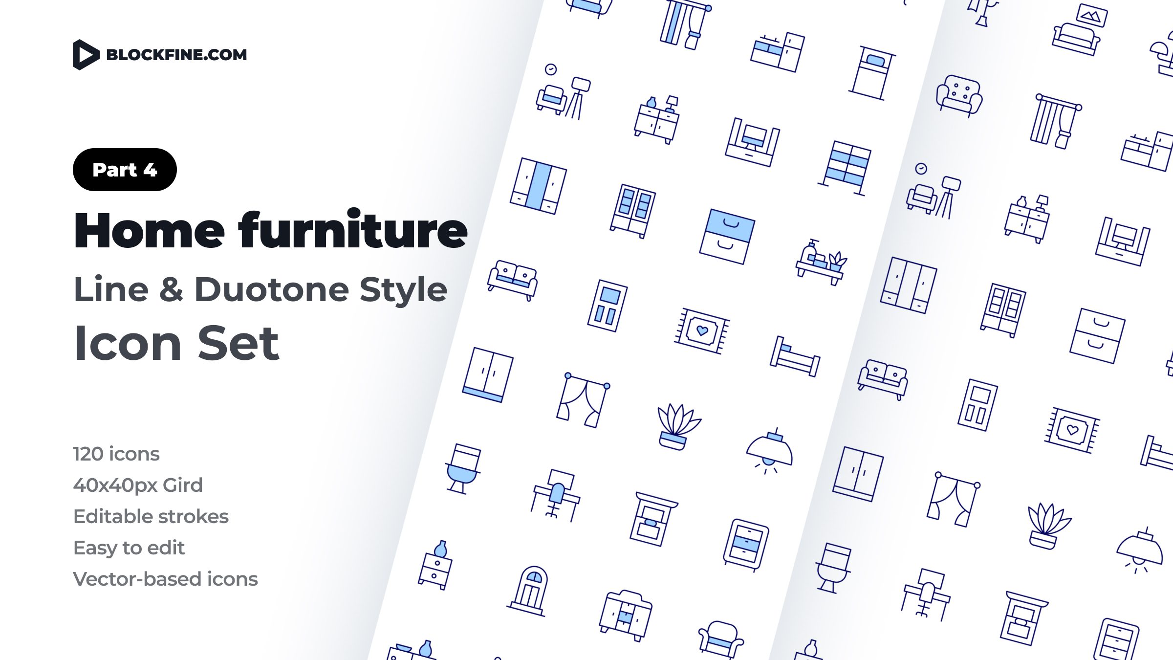 Home Furniture Icon Set. Duotone Line Style. Part 4 1