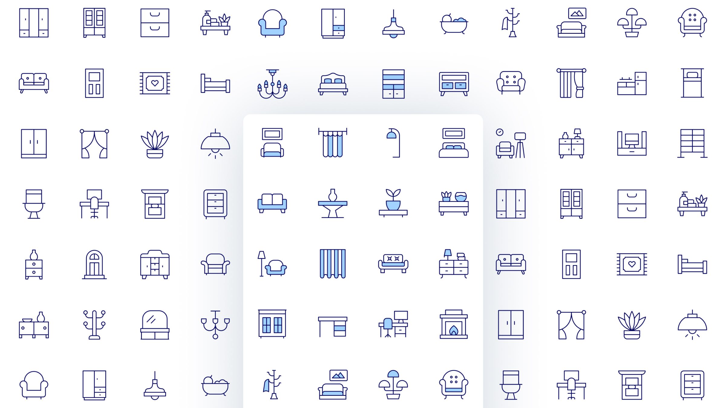 Home Furniture Icon Set. Duotone Line Style. Part 4 2