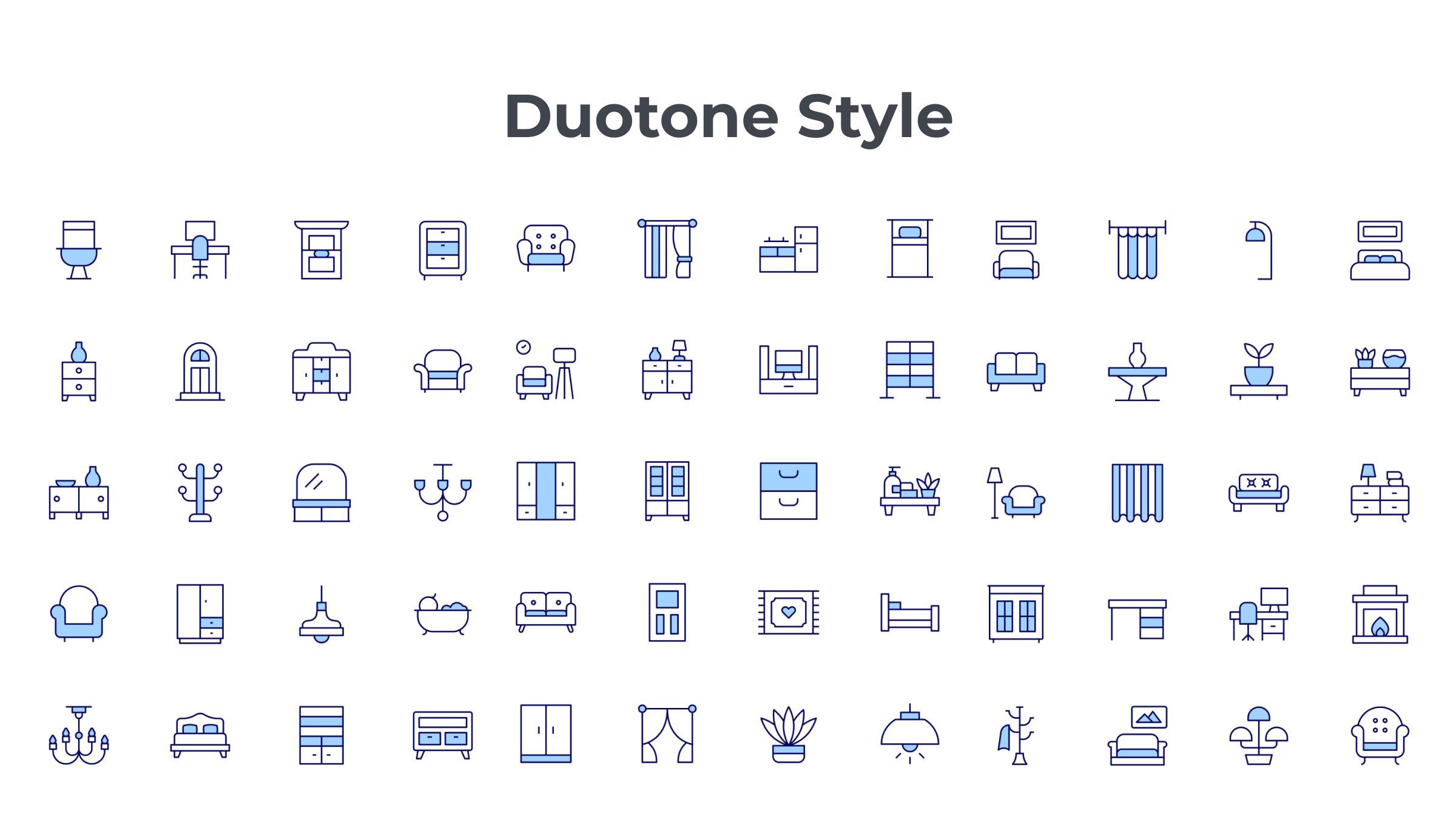 Home Furniture Icon Set. Duotone Line Style. Part 4 6