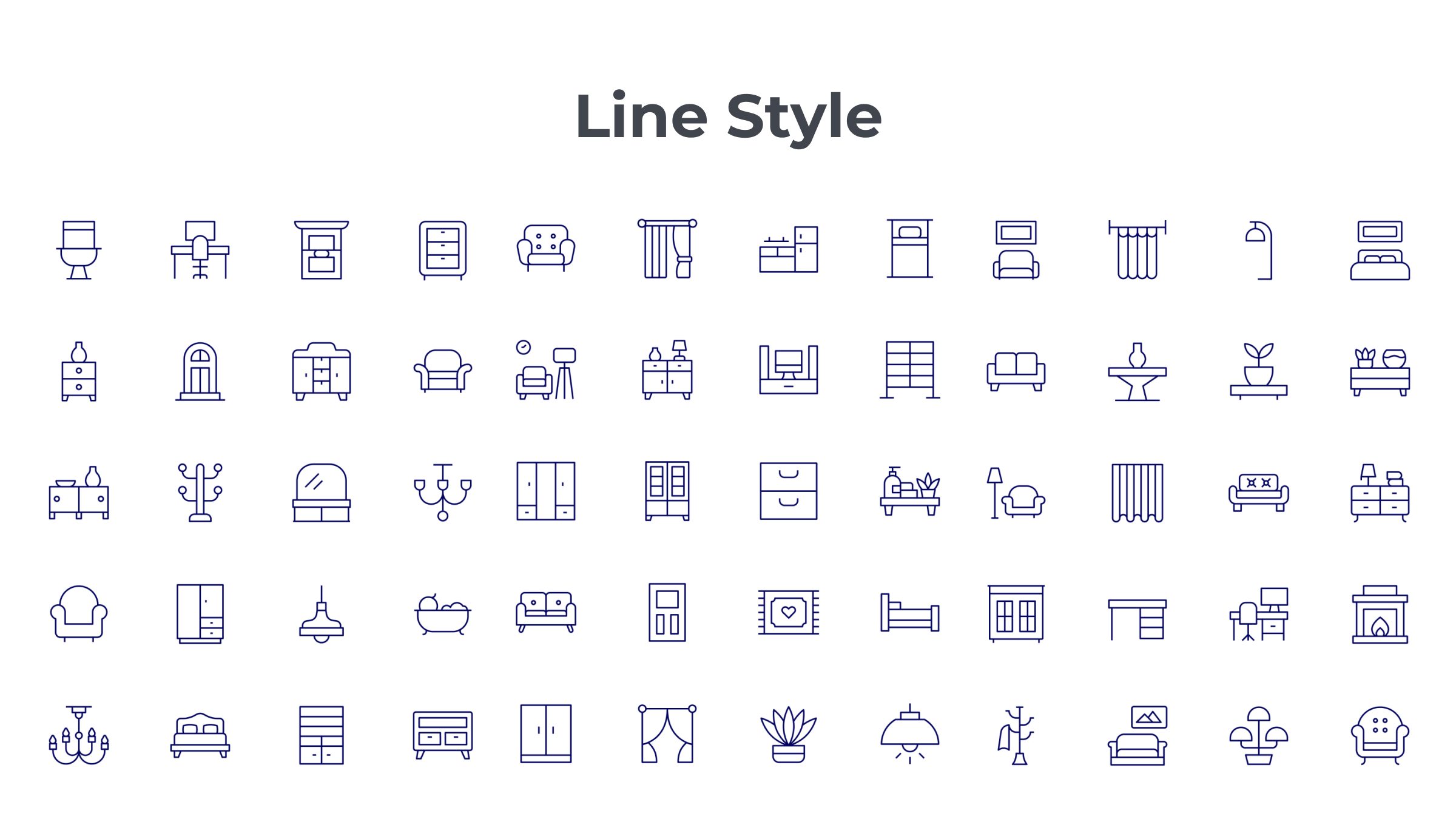 Home Furniture Icon Set. Duotone Line Style. Part 4 7