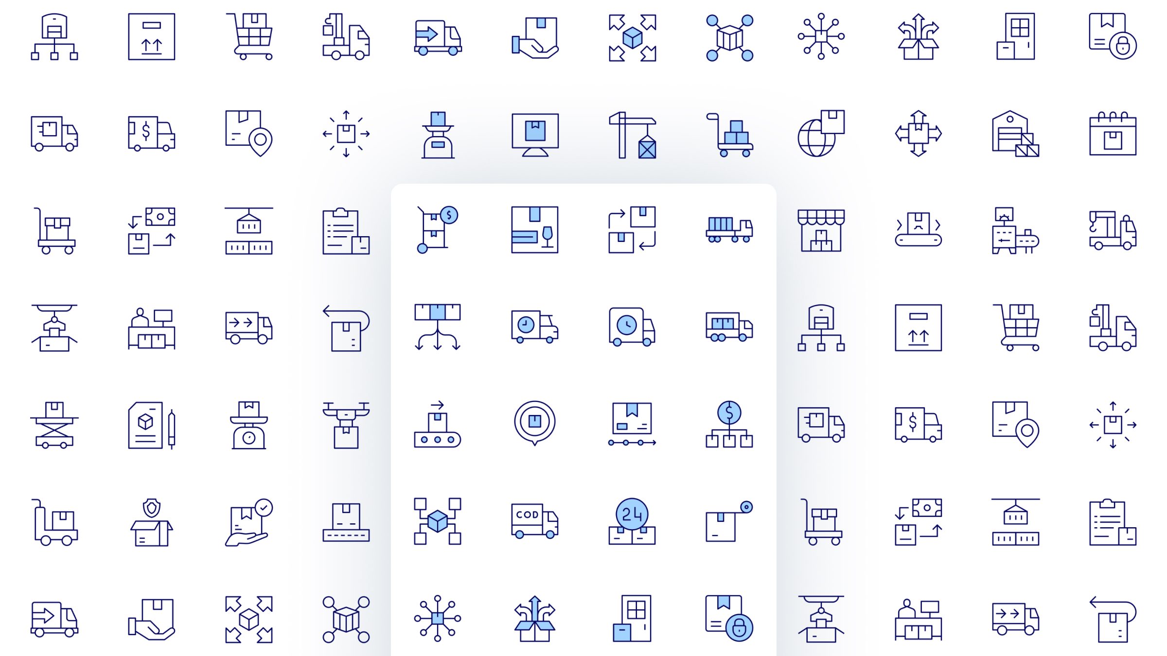 Logistics Icon Set. Duotone Line Style. Part 1 2