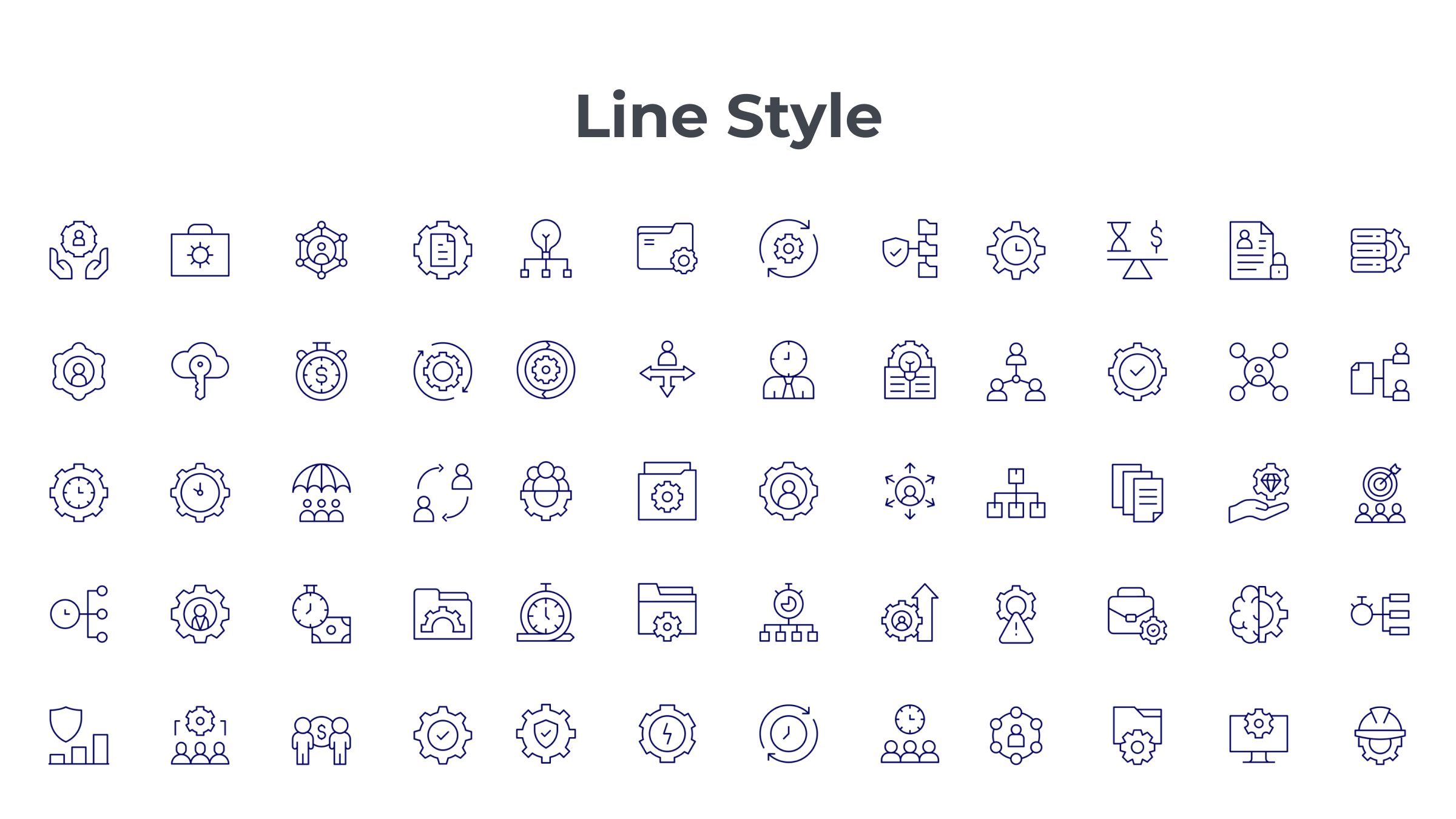 Management Icon Set. Duotone Line Style 7