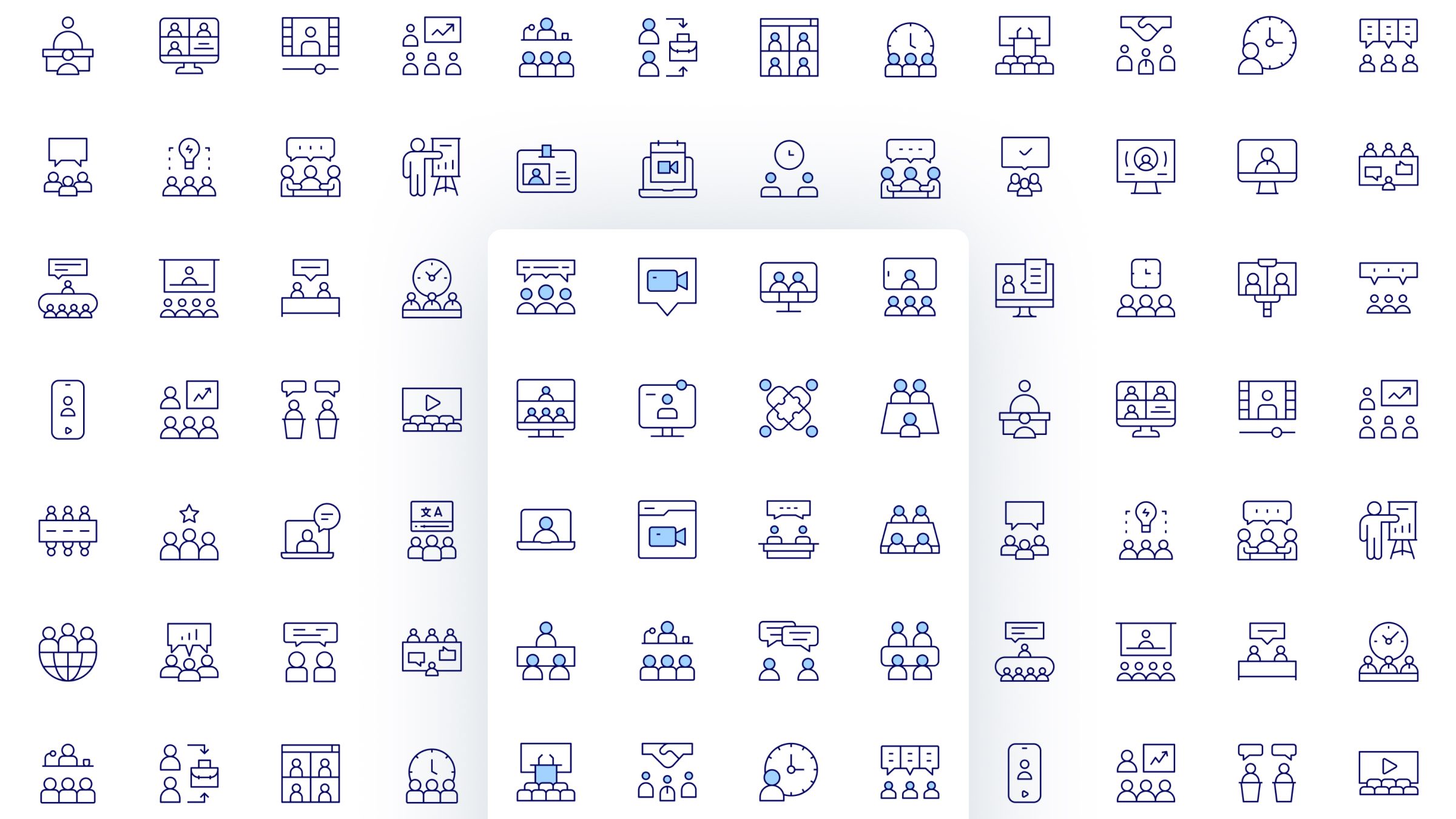 Meeting Icon Set. Duotone Line Style 2