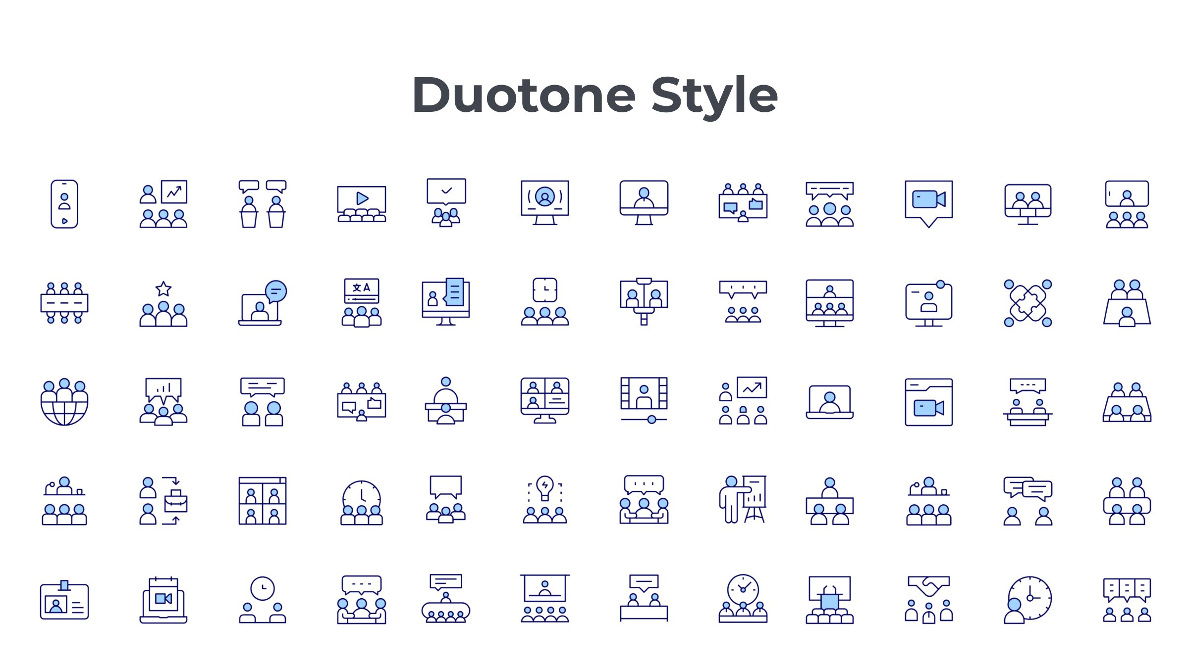 Meeting Icon Set. Duotone Line Style 6