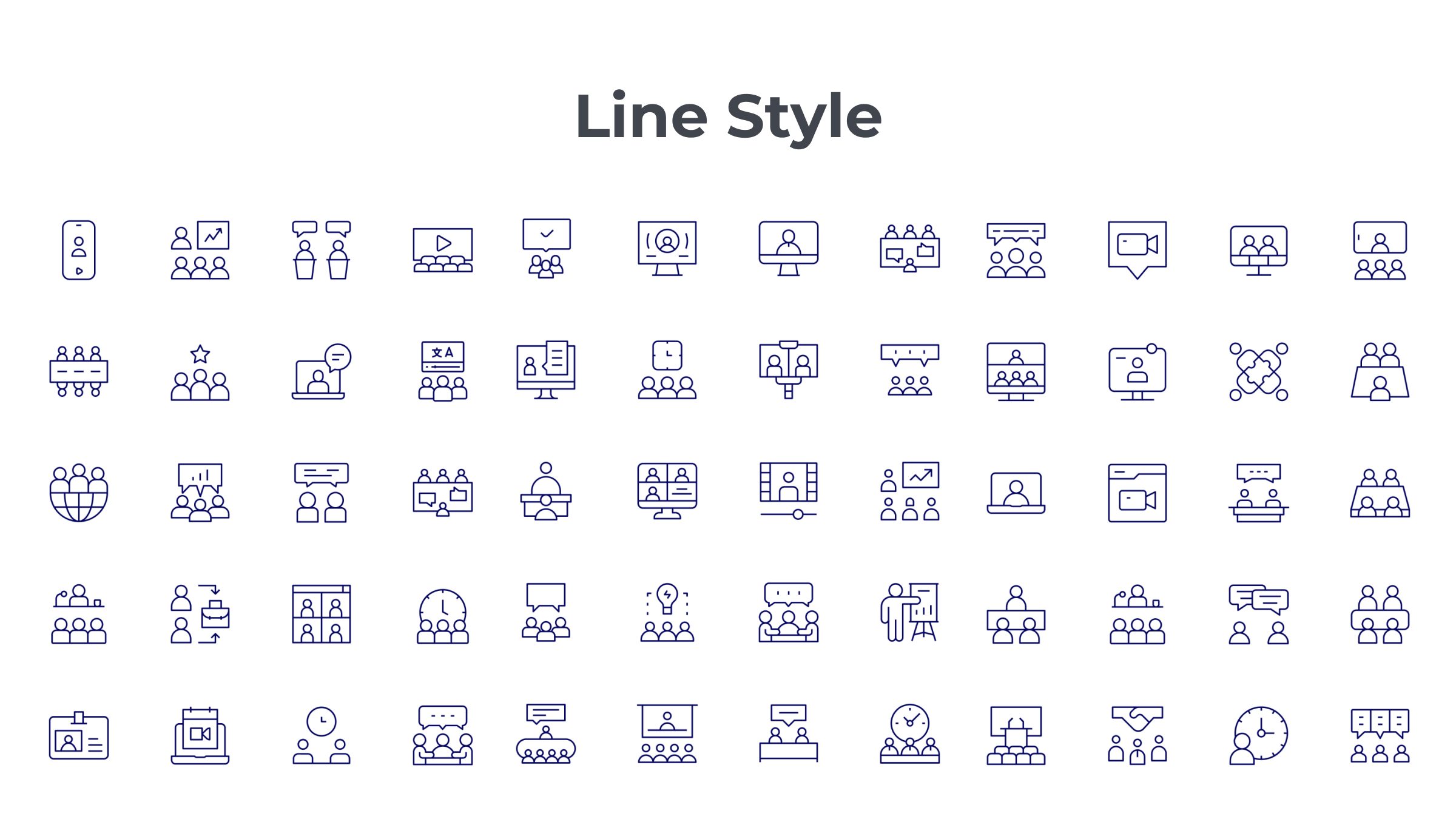 Meeting Icon Set. Duotone Line Style 7