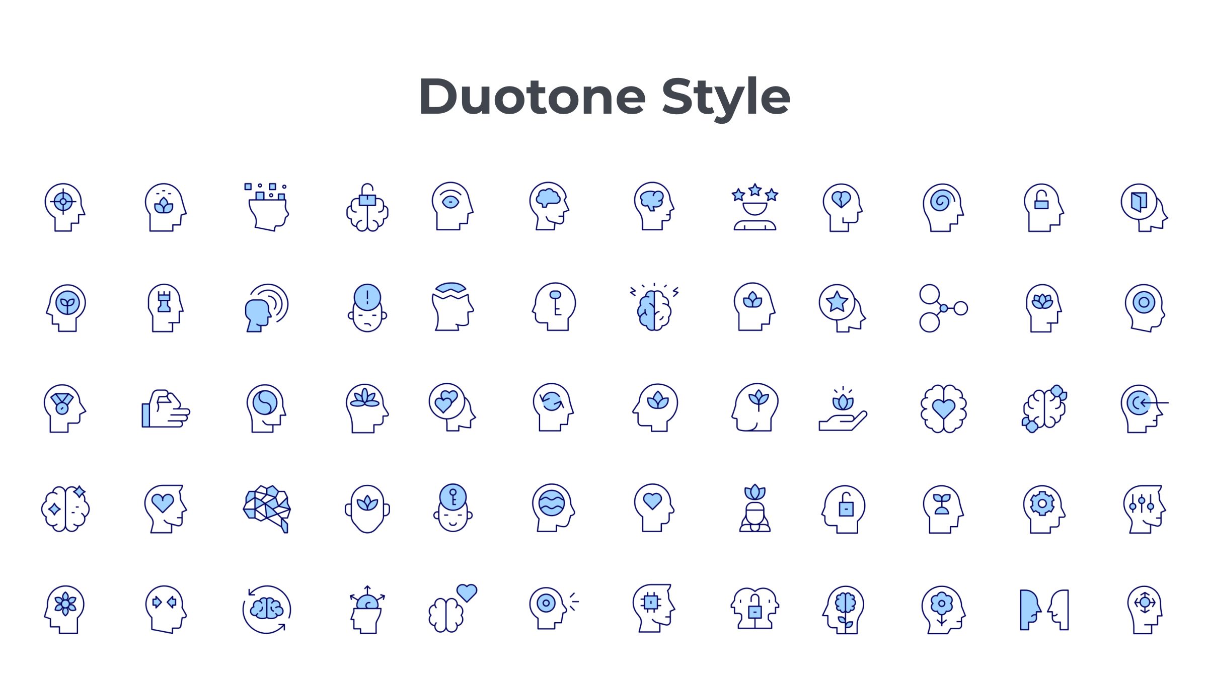 Mindfulness Icon Set. Duotone Line Style 6