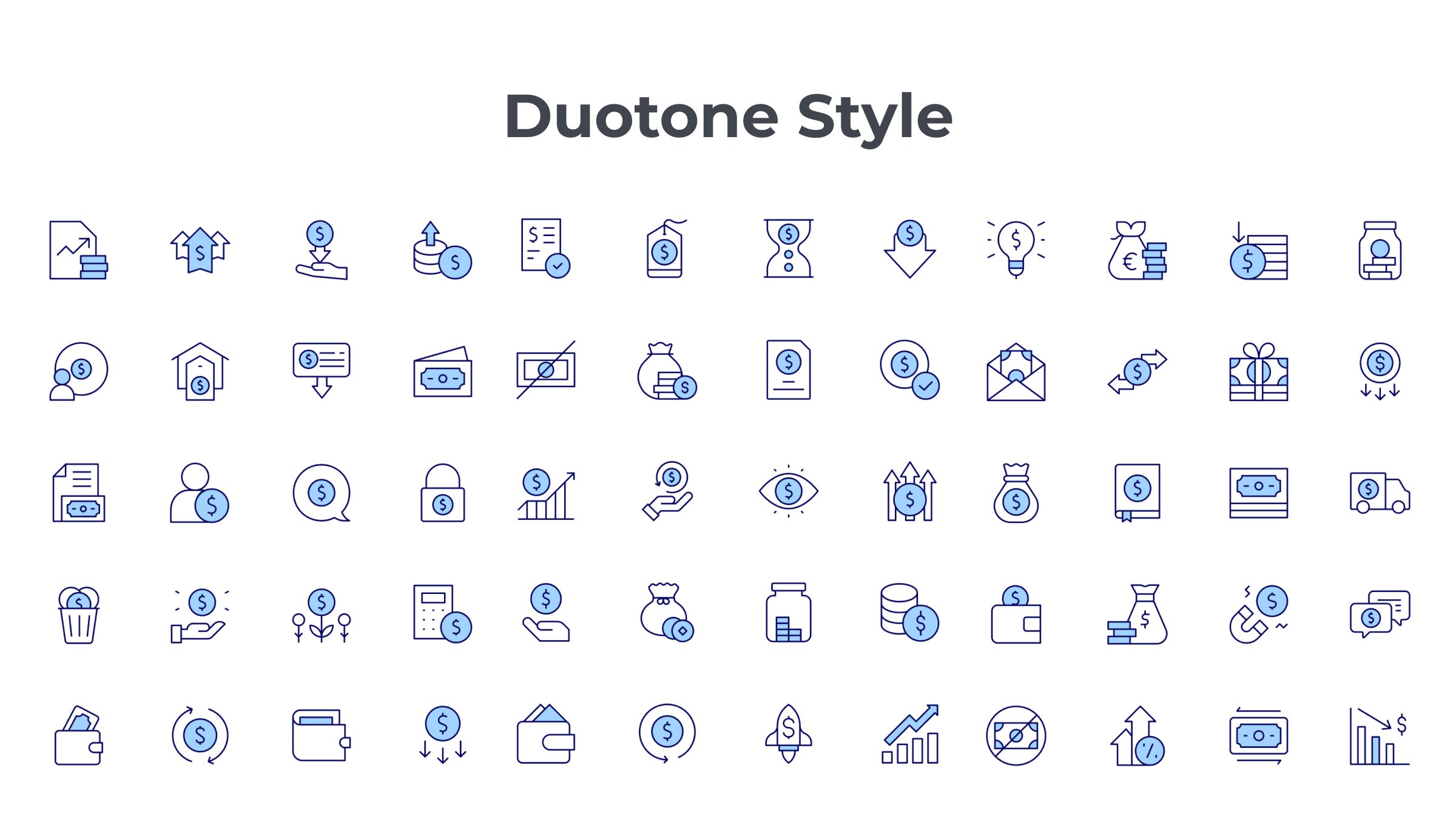 Money Icon Set. Duotone Line Style 6