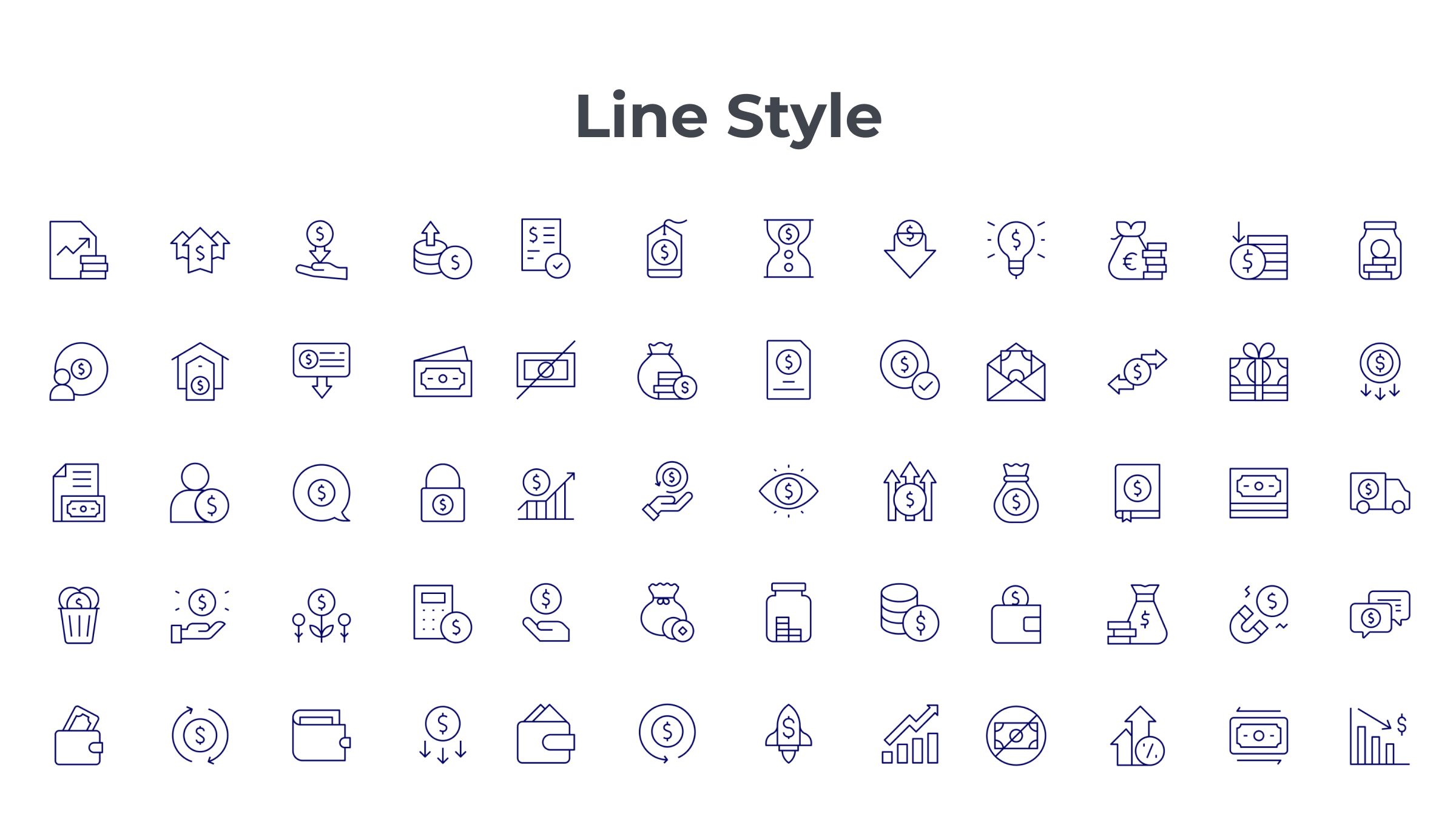 Money Icon Set. Duotone Line Style 7