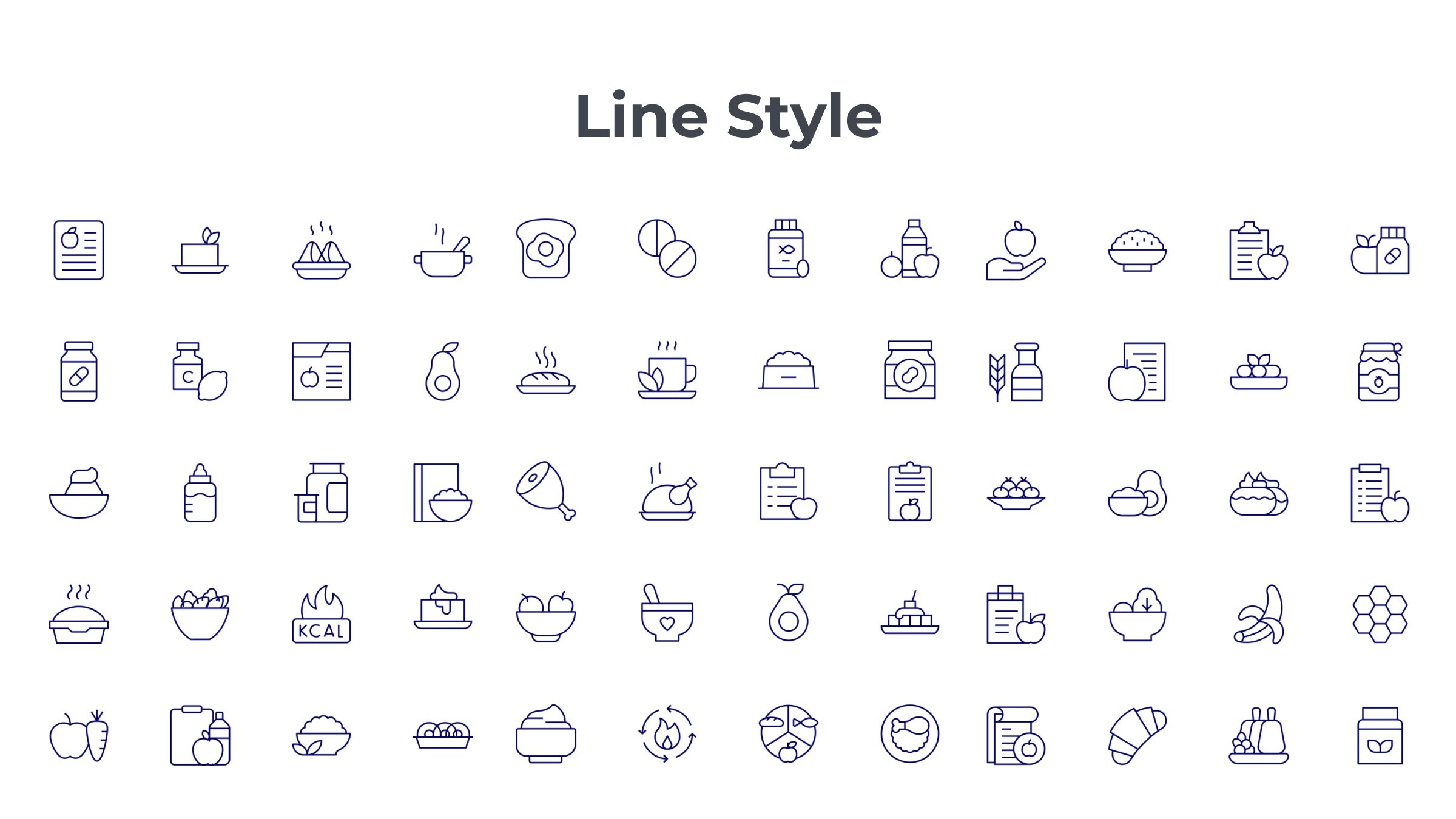 Nutrition Icon Set. Duotone Line Style 7