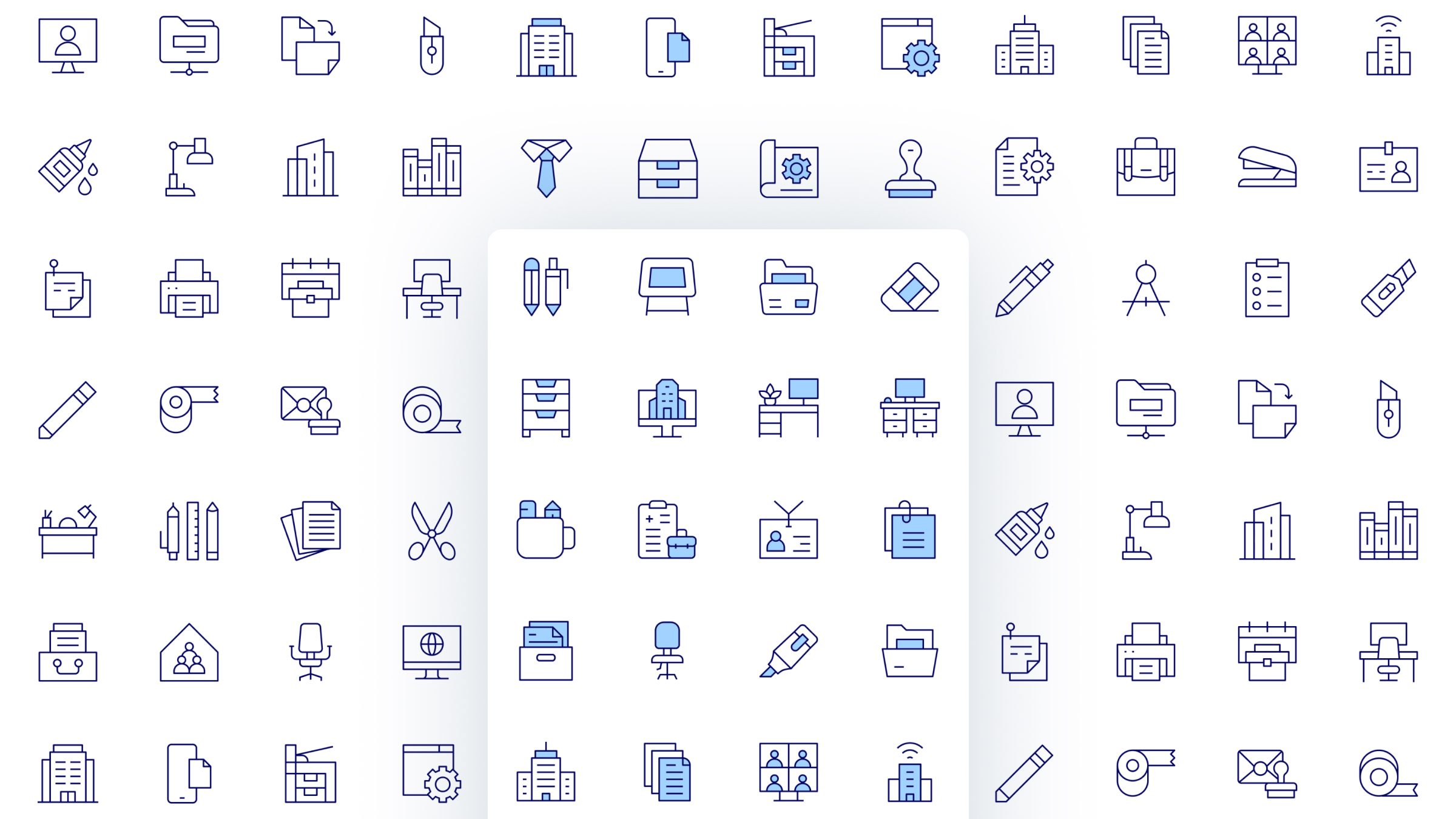 Office Icon Set. Duotone Line Style 2